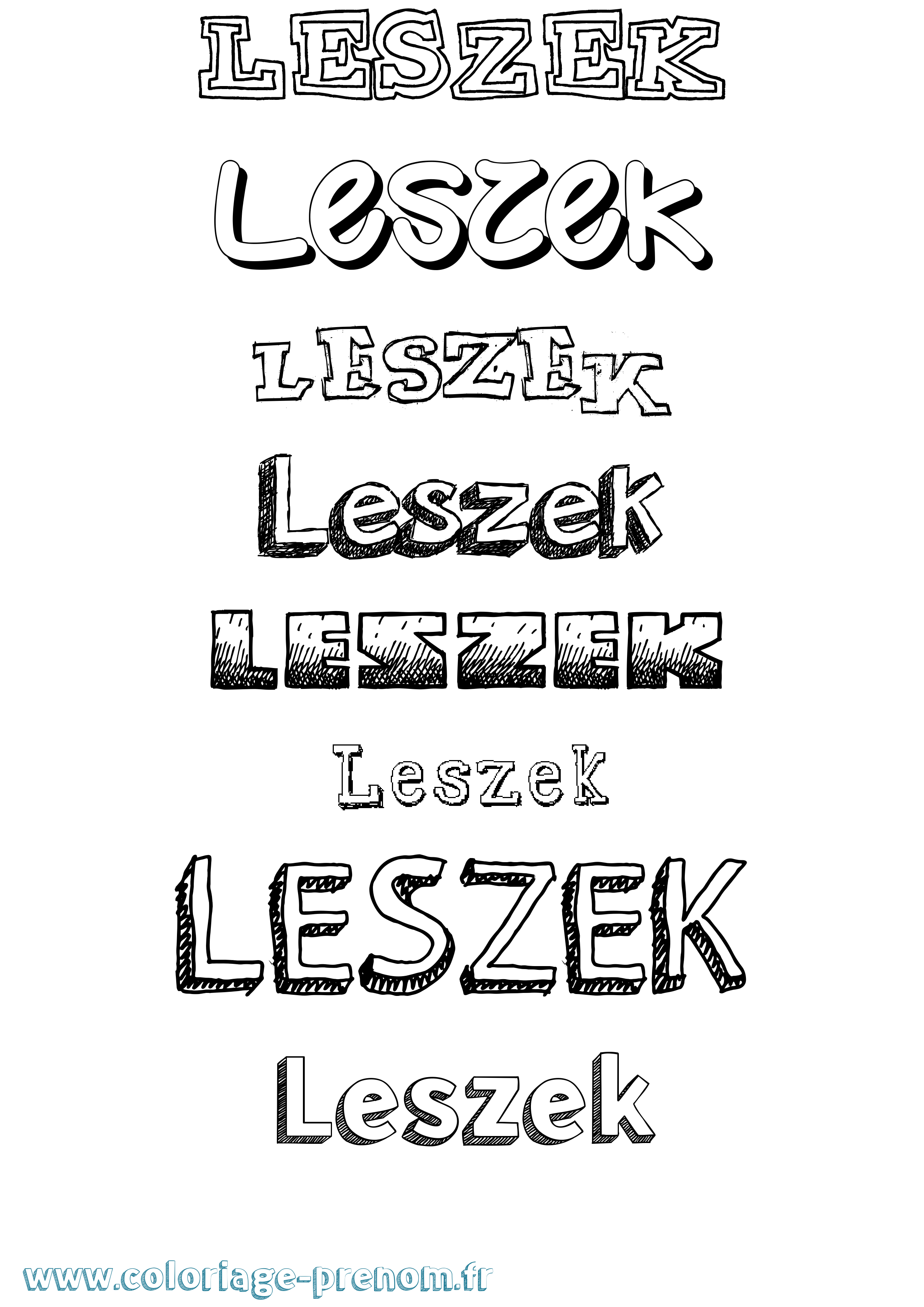 Coloriage prénom Leszek Dessiné