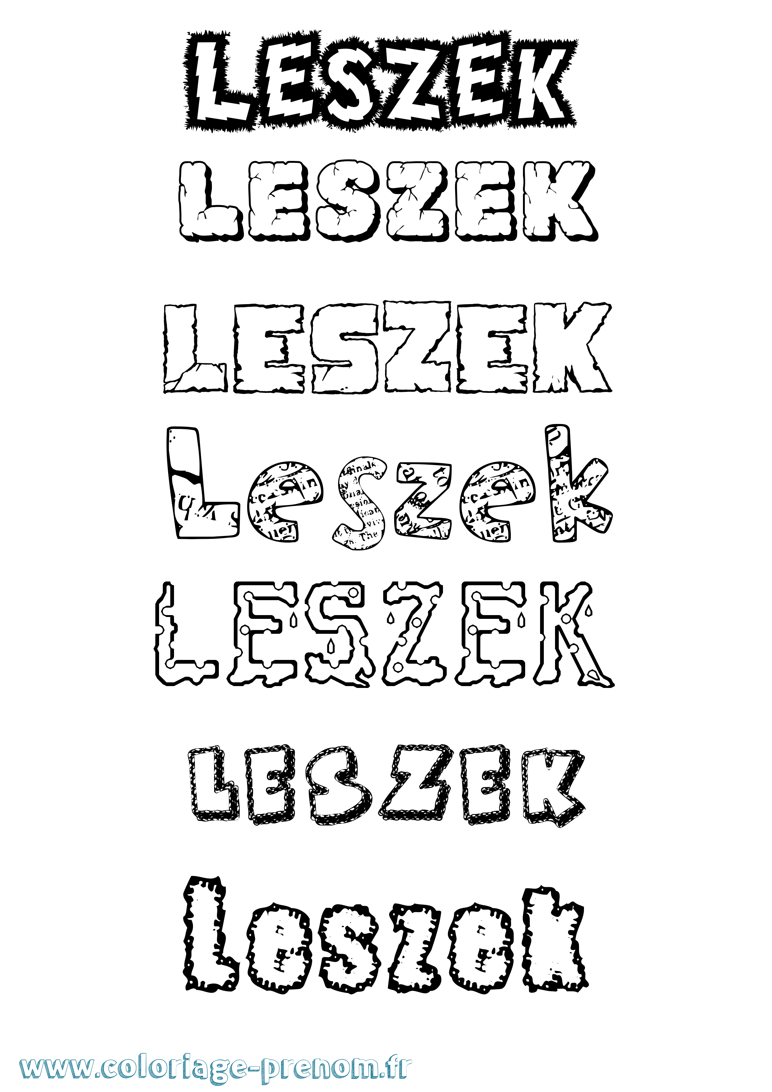 Coloriage prénom Leszek Destructuré