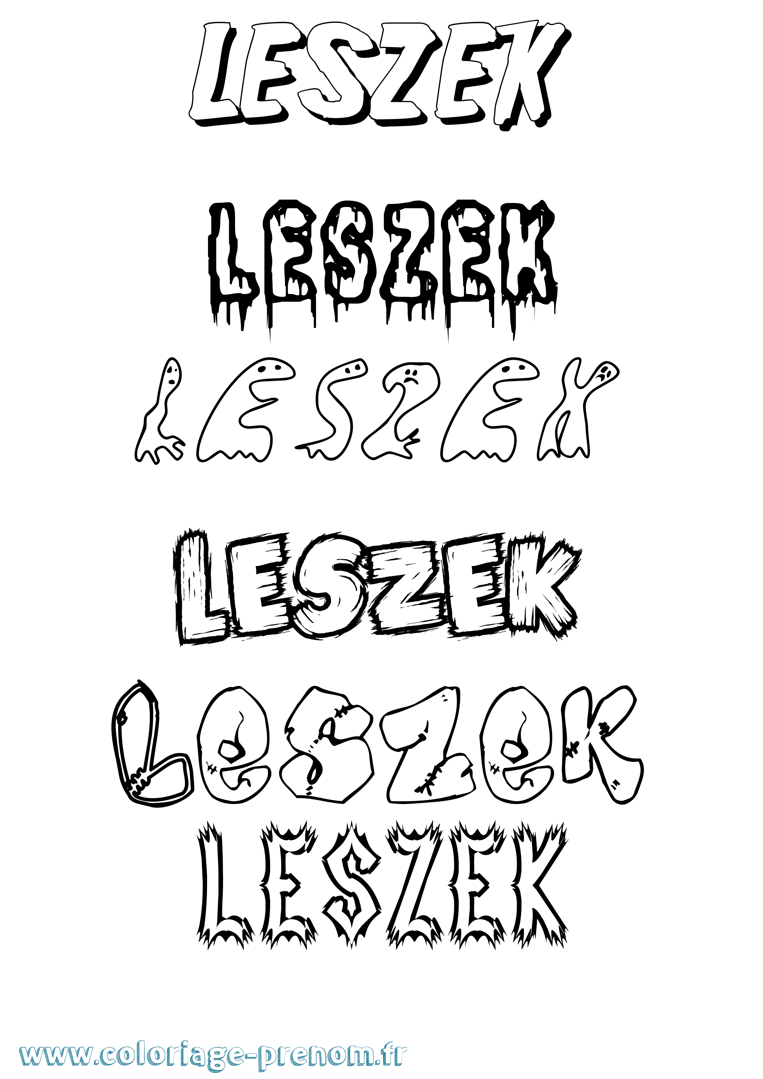 Coloriage prénom Leszek Frisson