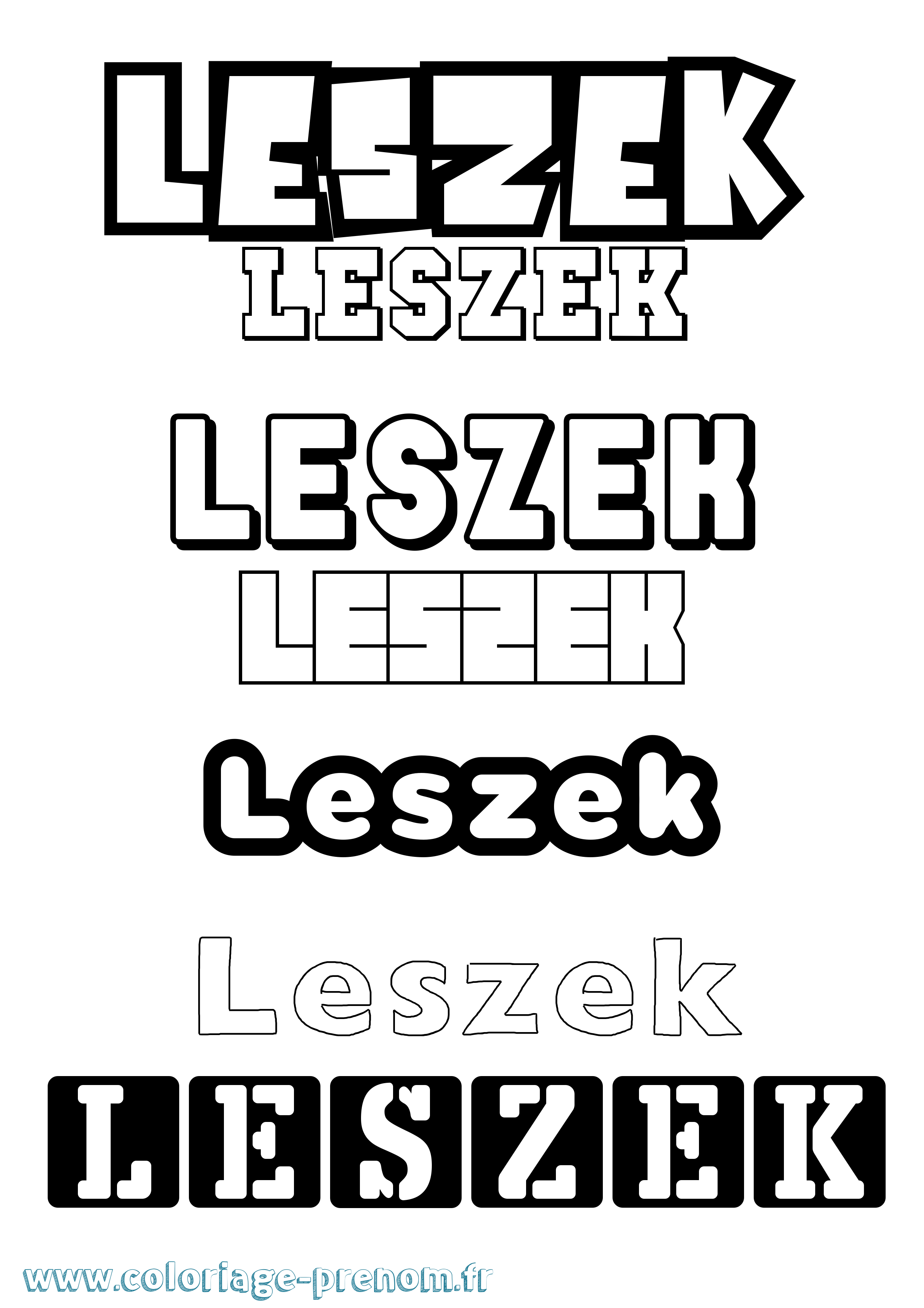 Coloriage prénom Leszek Simple