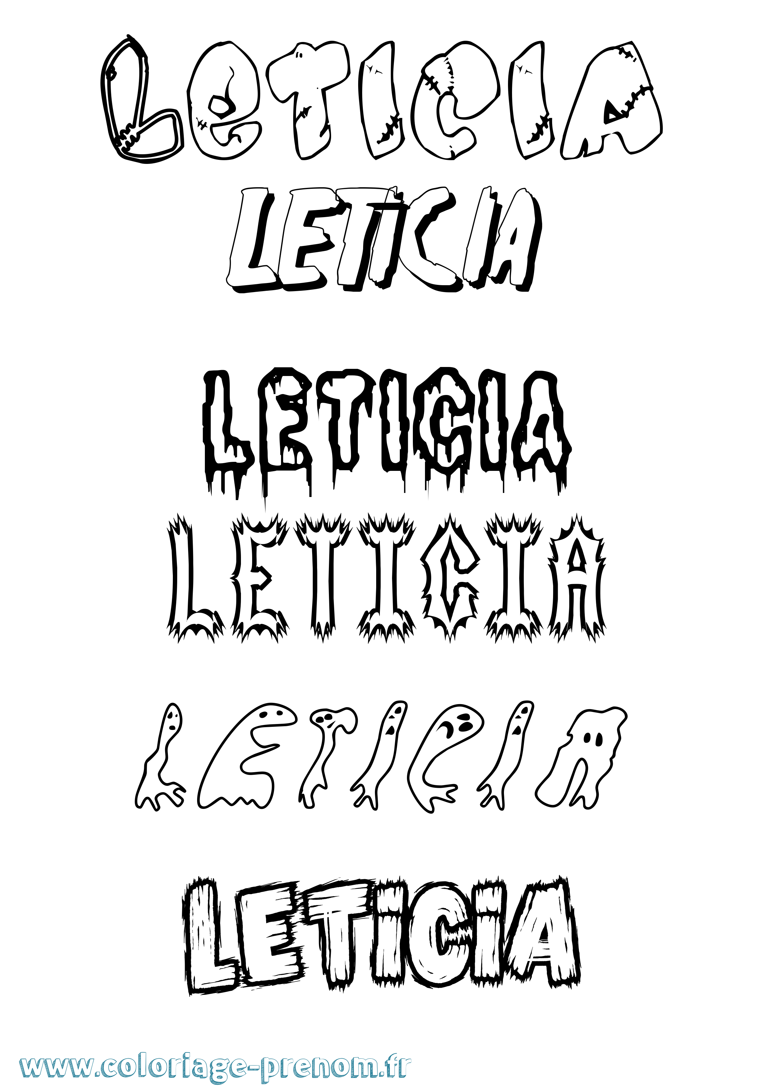 Coloriage prénom Leticia Frisson