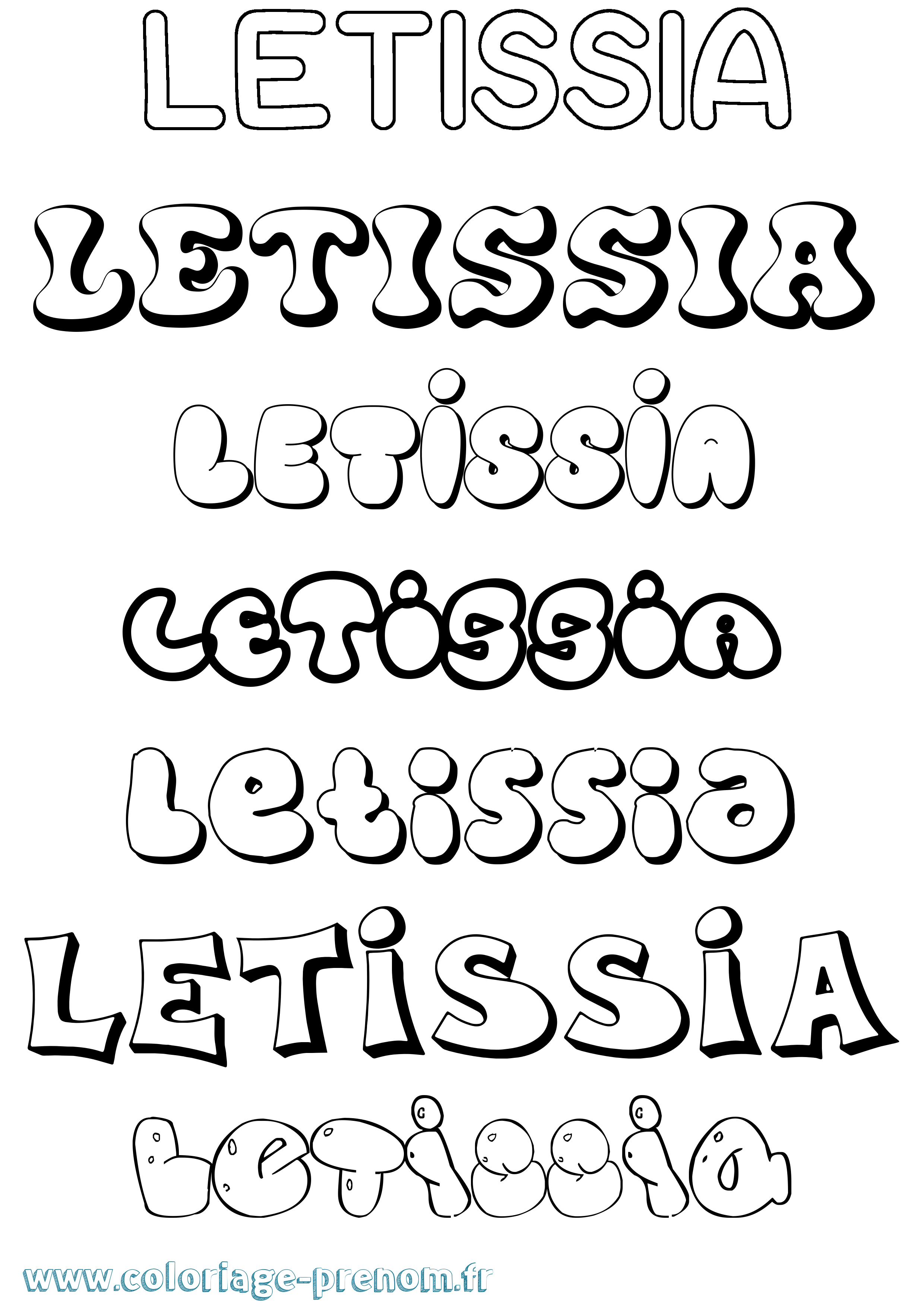 Coloriage Letissia Bubble Coloriage prénom Letissia Bubble