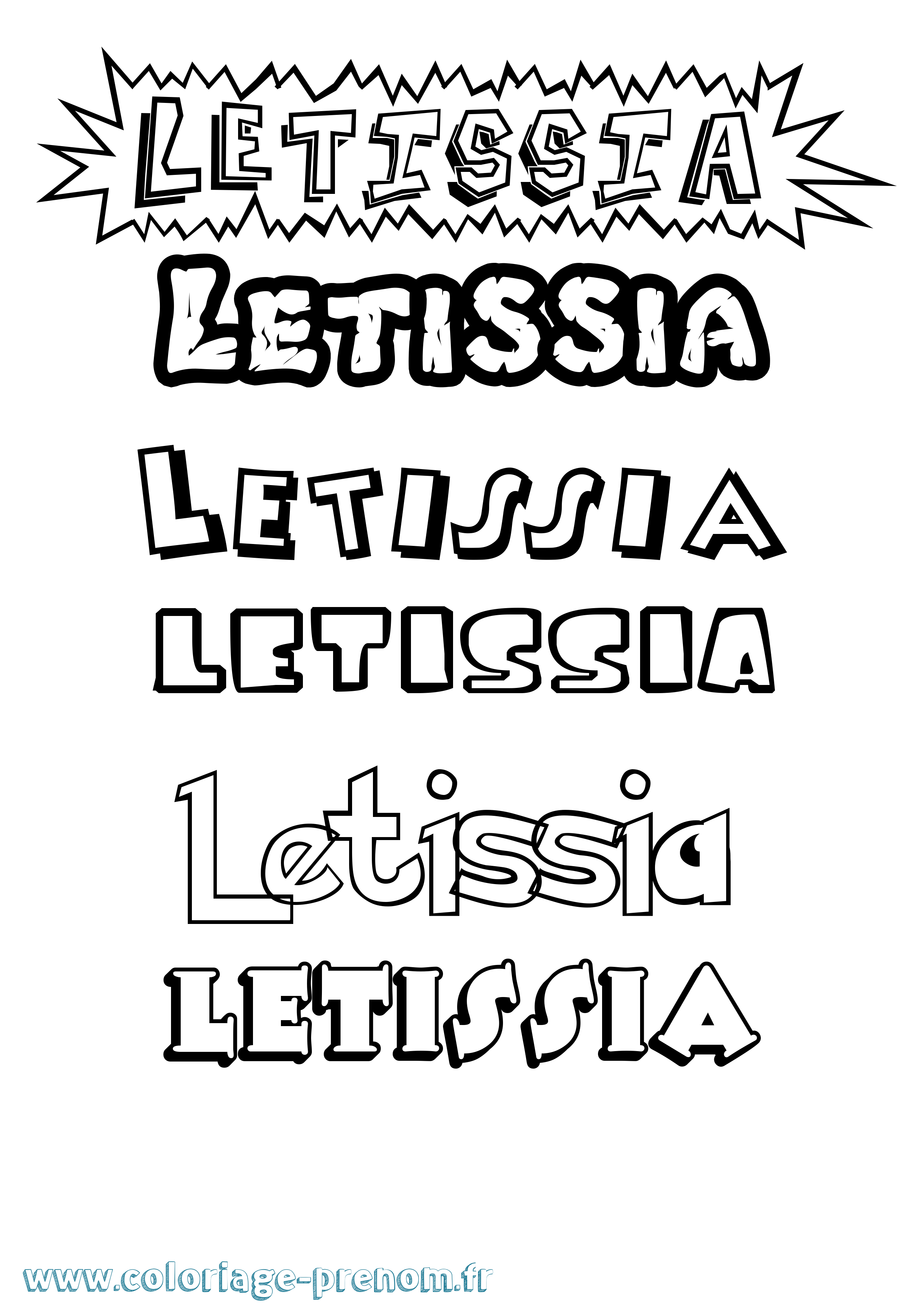 Coloriage Letissia Dessin Animé Coloriage prénom Letissia Dessin Animé