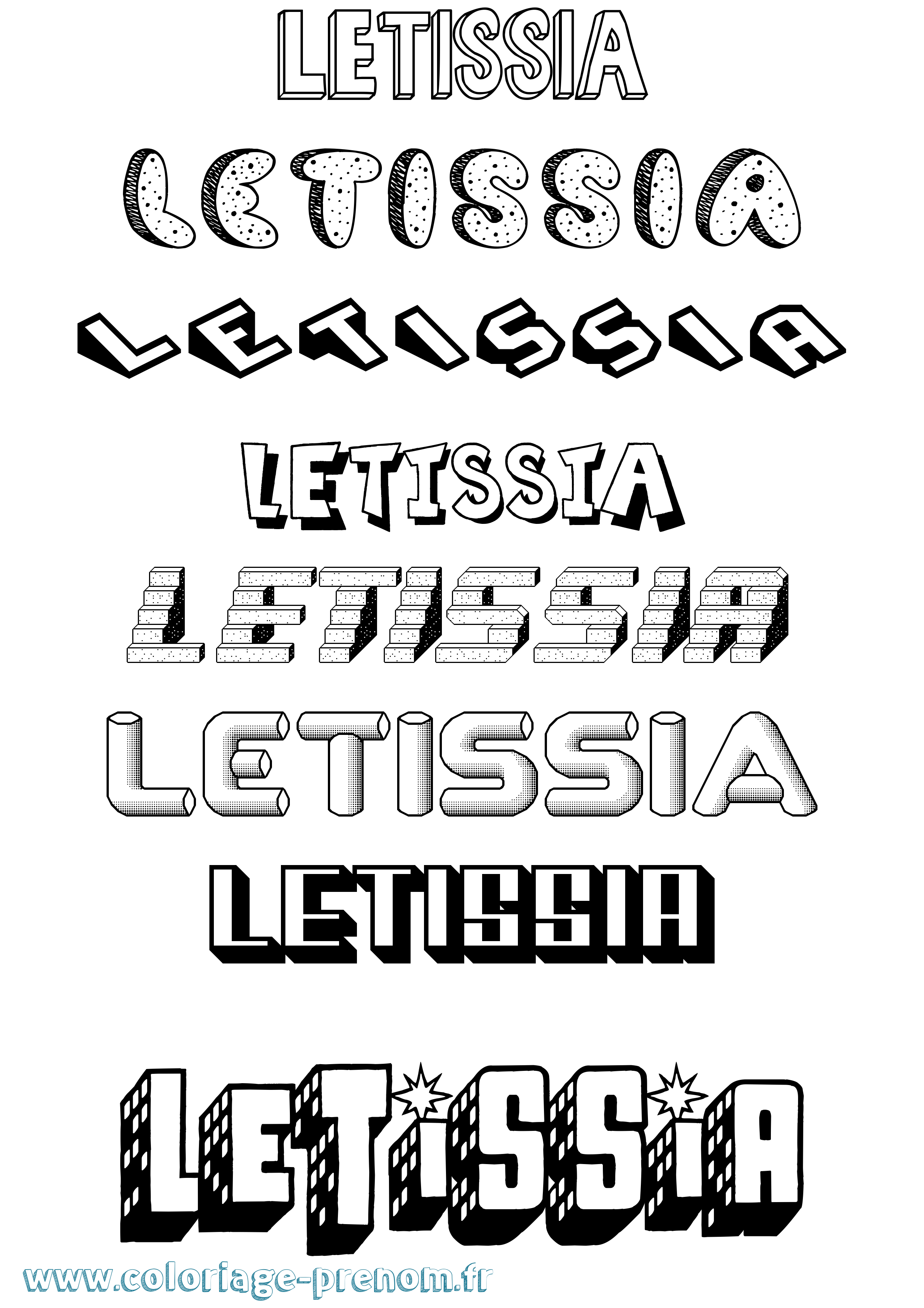 Coloriage Letissia Effet 3D Coloriage prénom Letissia Effet 3D