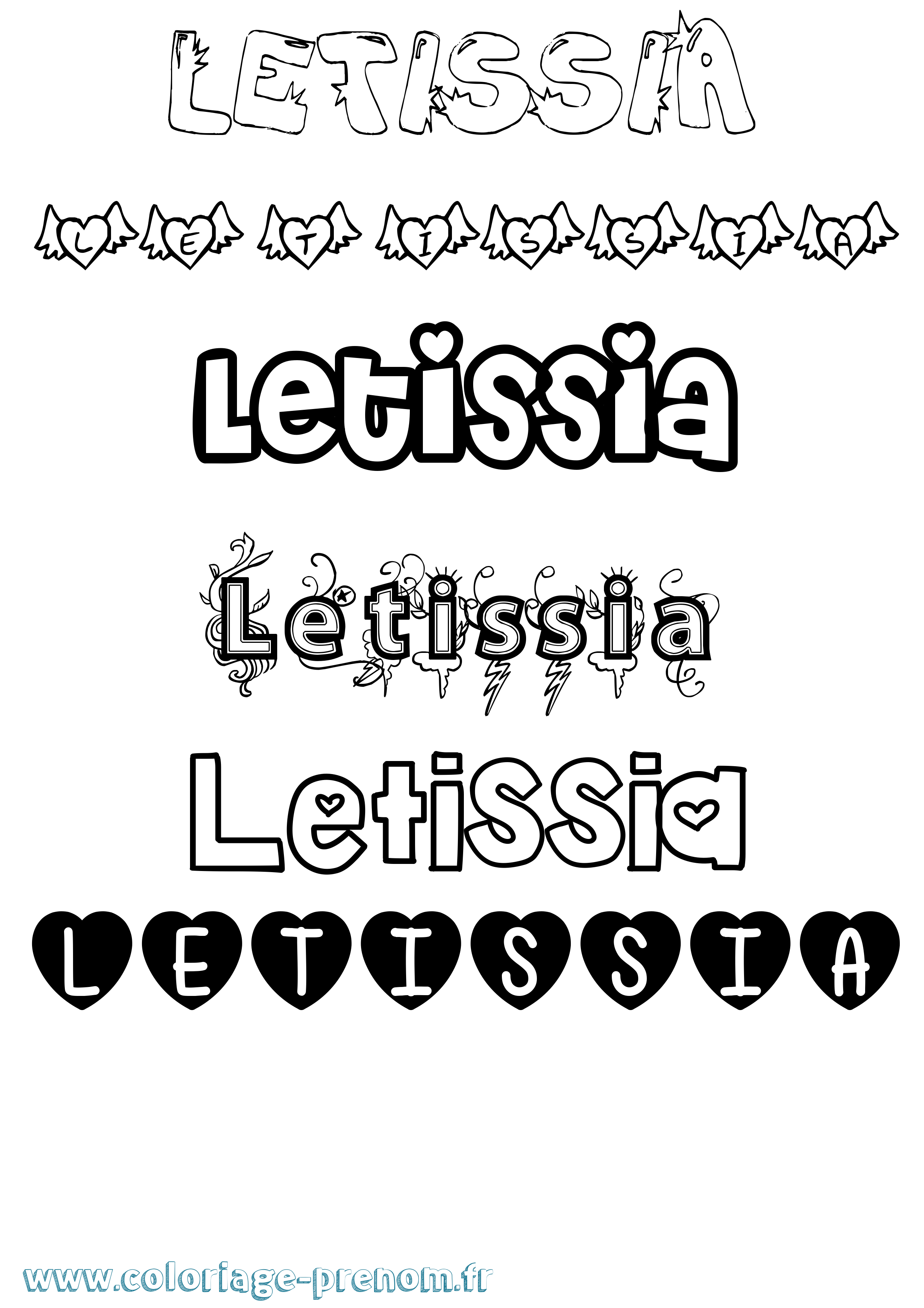 Coloriage Letissia Girly Coloriage prénom Letissia Girly