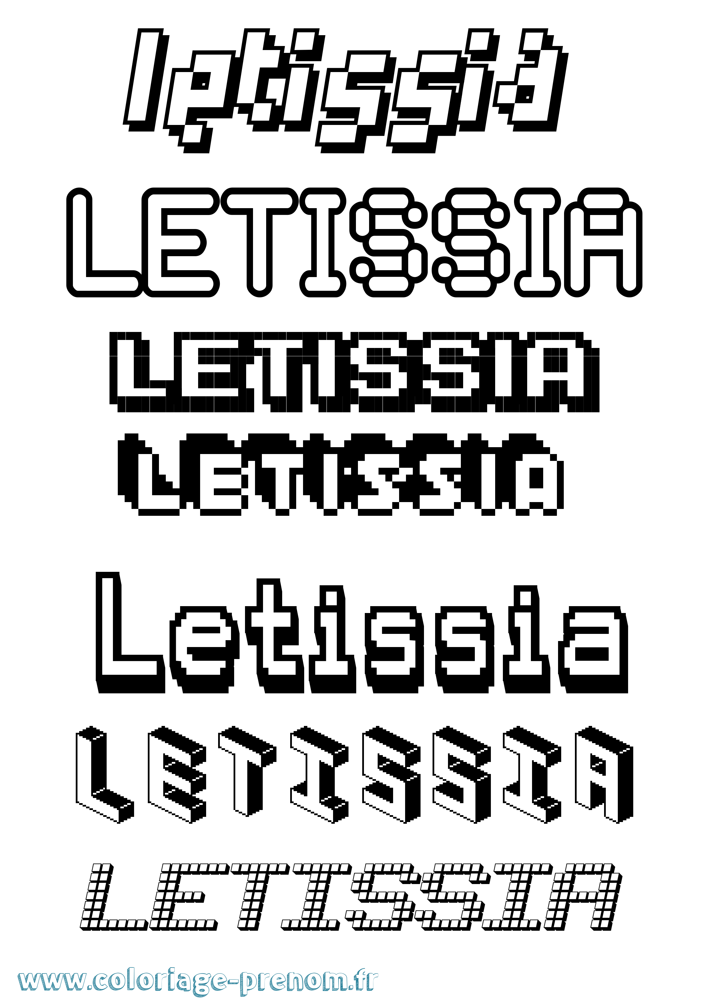 Coloriage Letissia Pixel Coloriage prénom Letissia Pixel