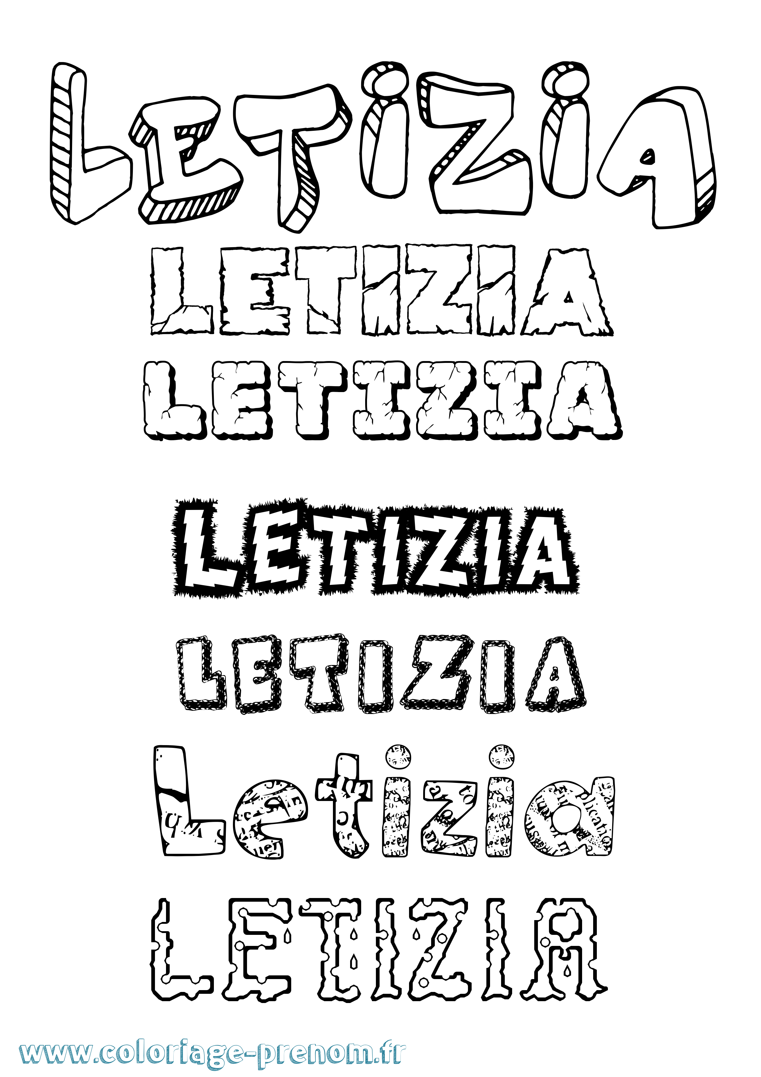 Coloriage prénom Letizia Destructuré