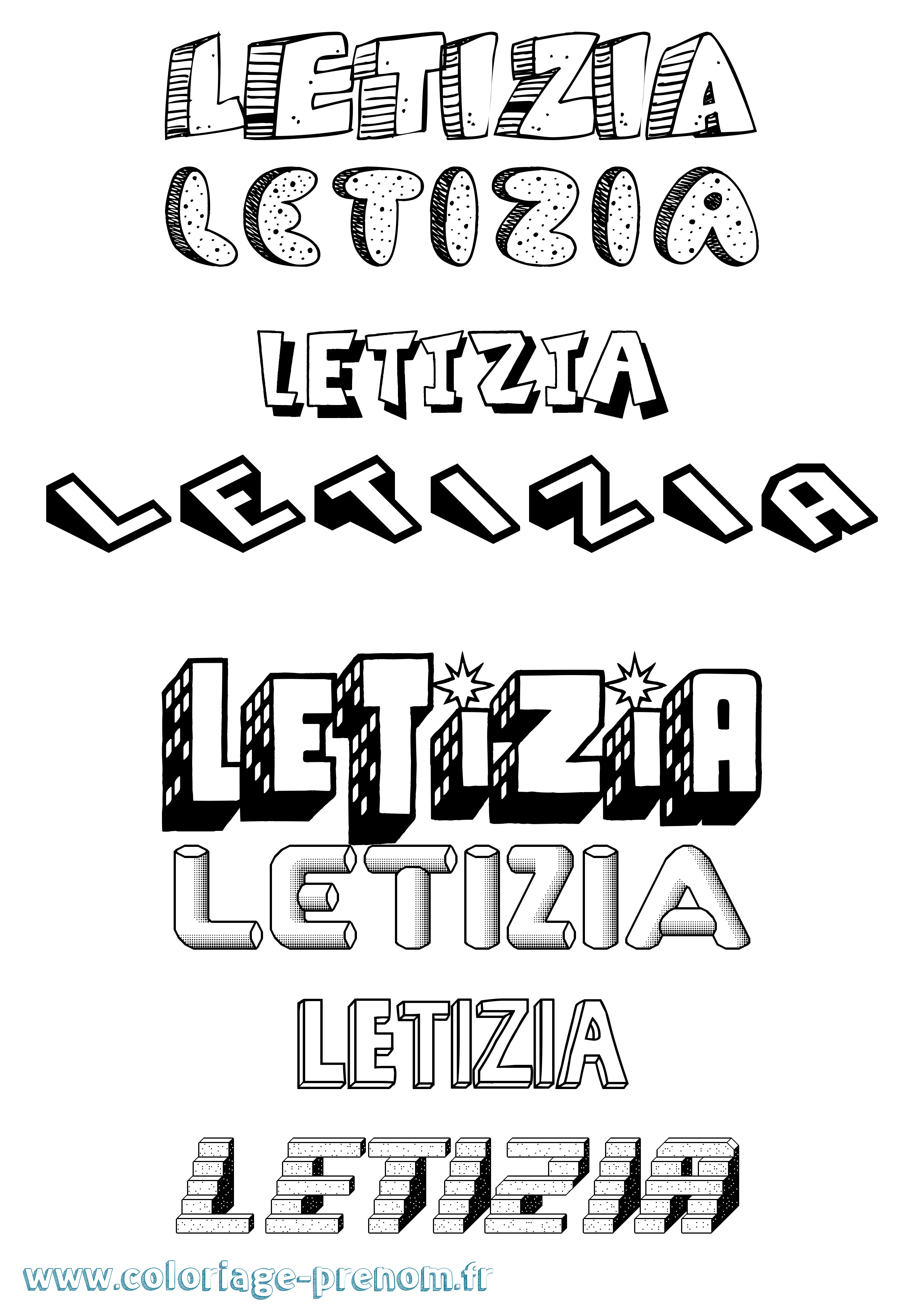 Coloriage prénom Letizia Effet 3D