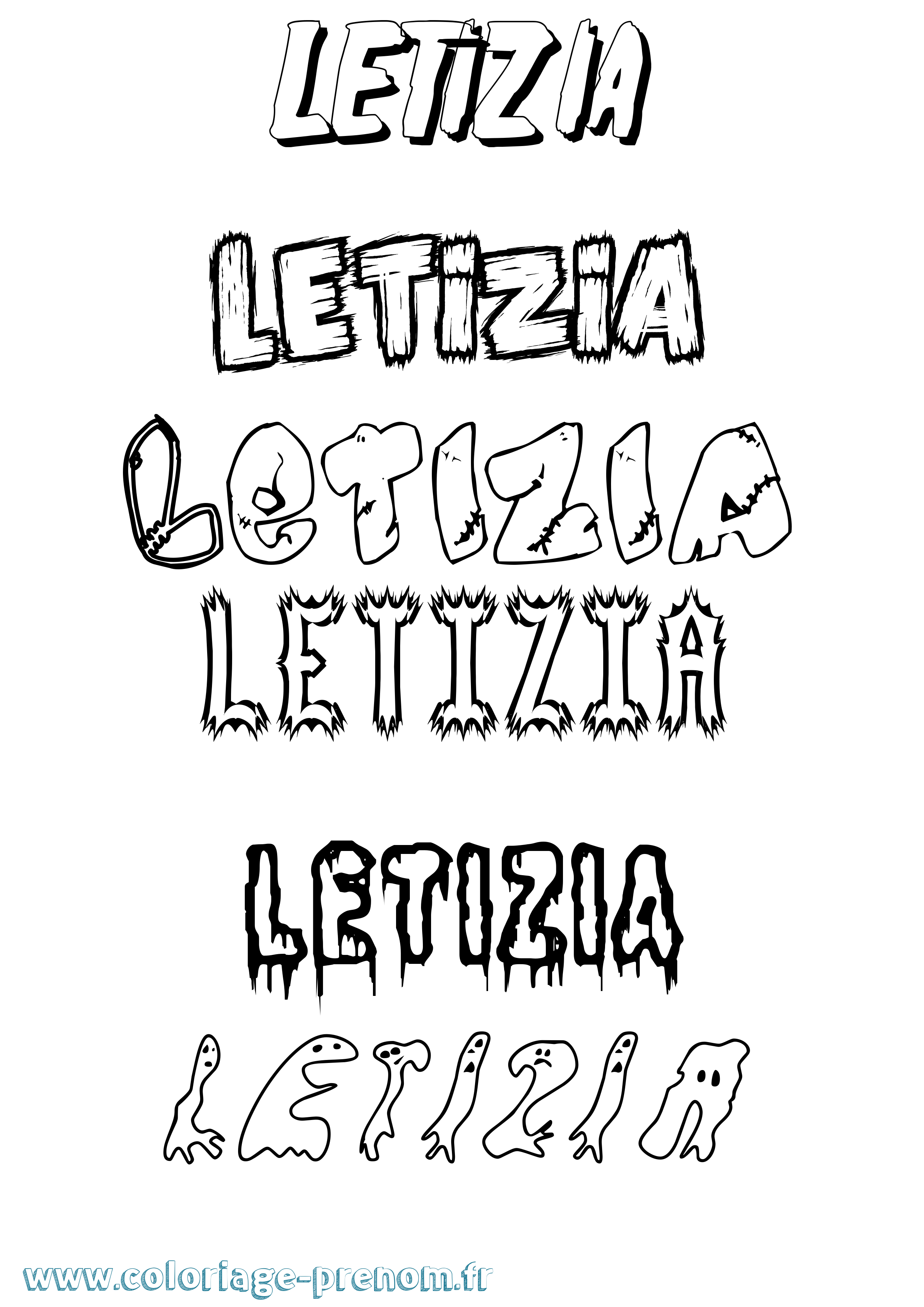 Coloriage prénom Letizia Frisson