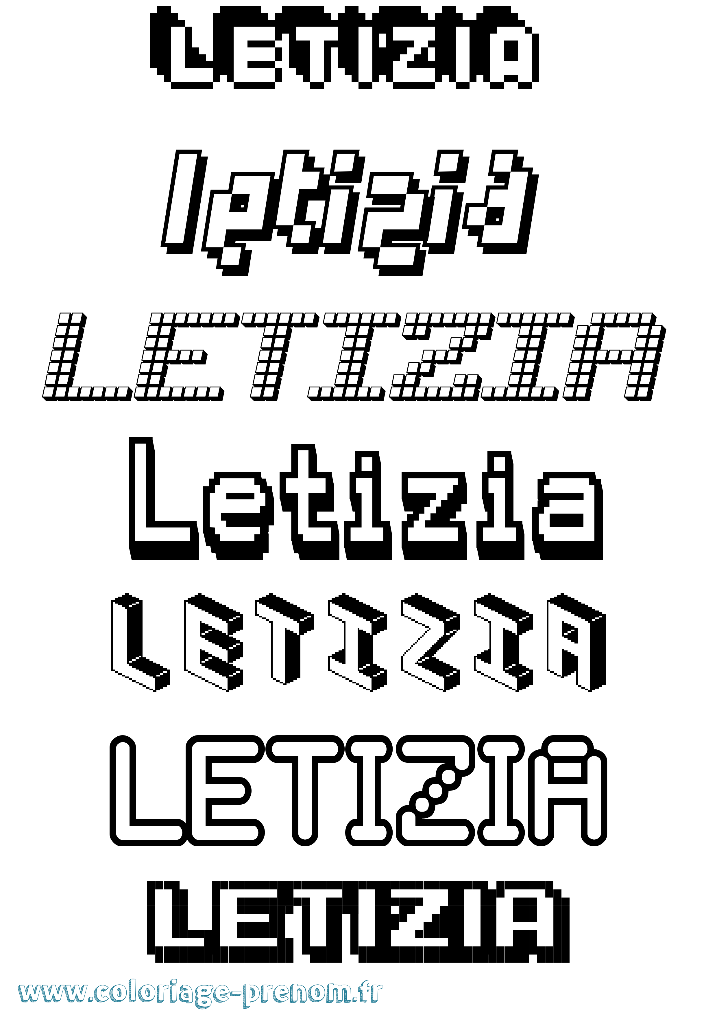 Coloriage prénom Letizia Pixel