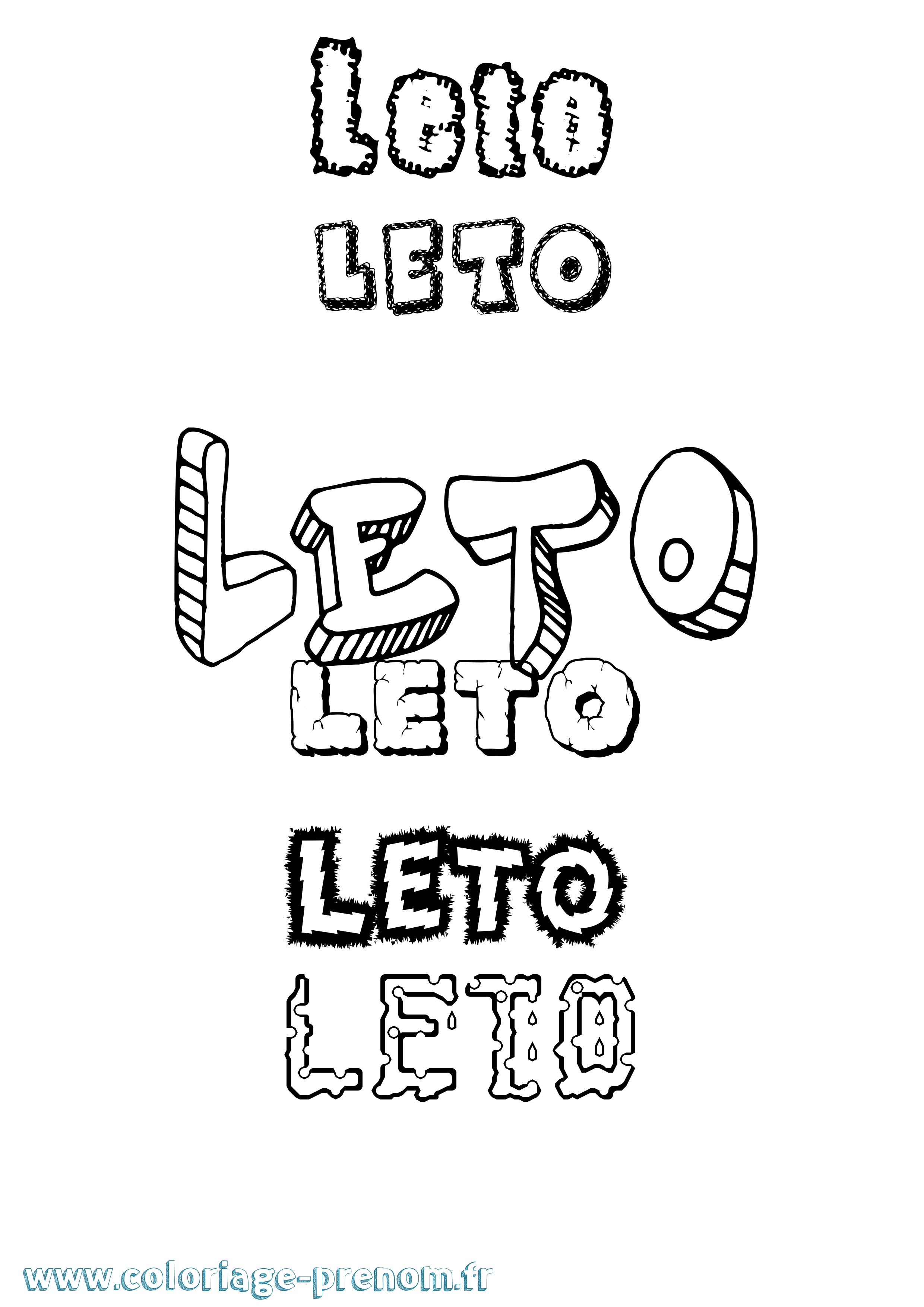 Coloriage Leto Destructuré Coloriage prénom Leto Destructuré