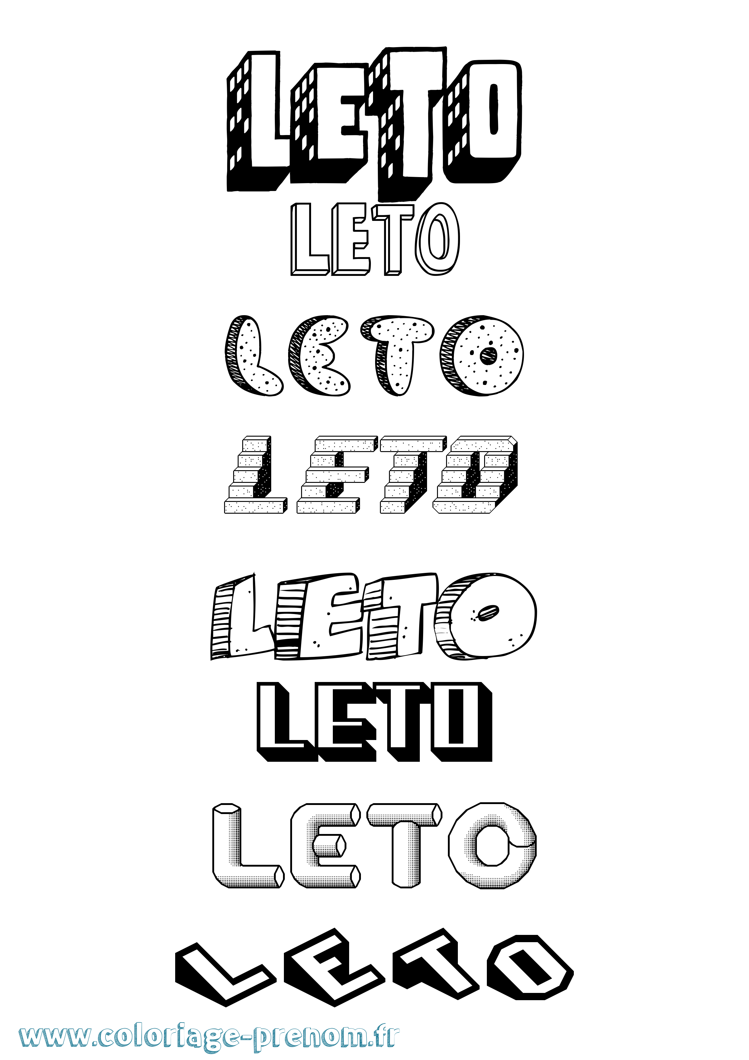 Coloriage Leto Effet 3D Coloriage prénom Leto Effet 3D