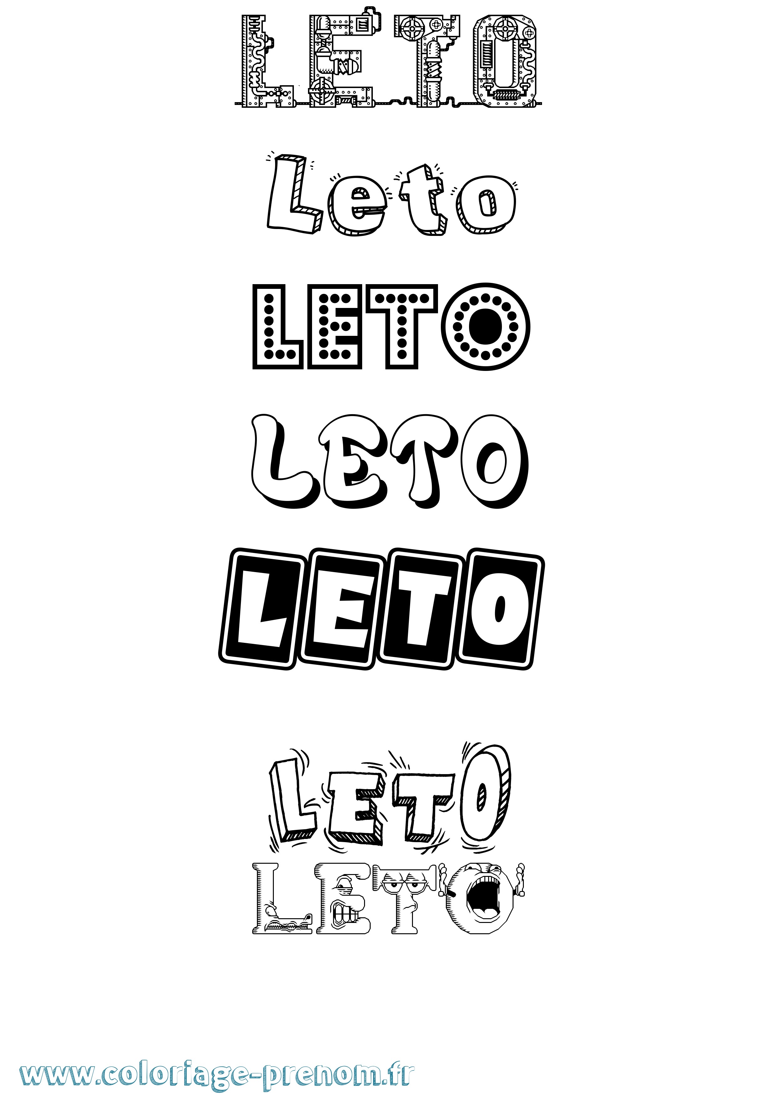 Coloriage prénom Leto Fun