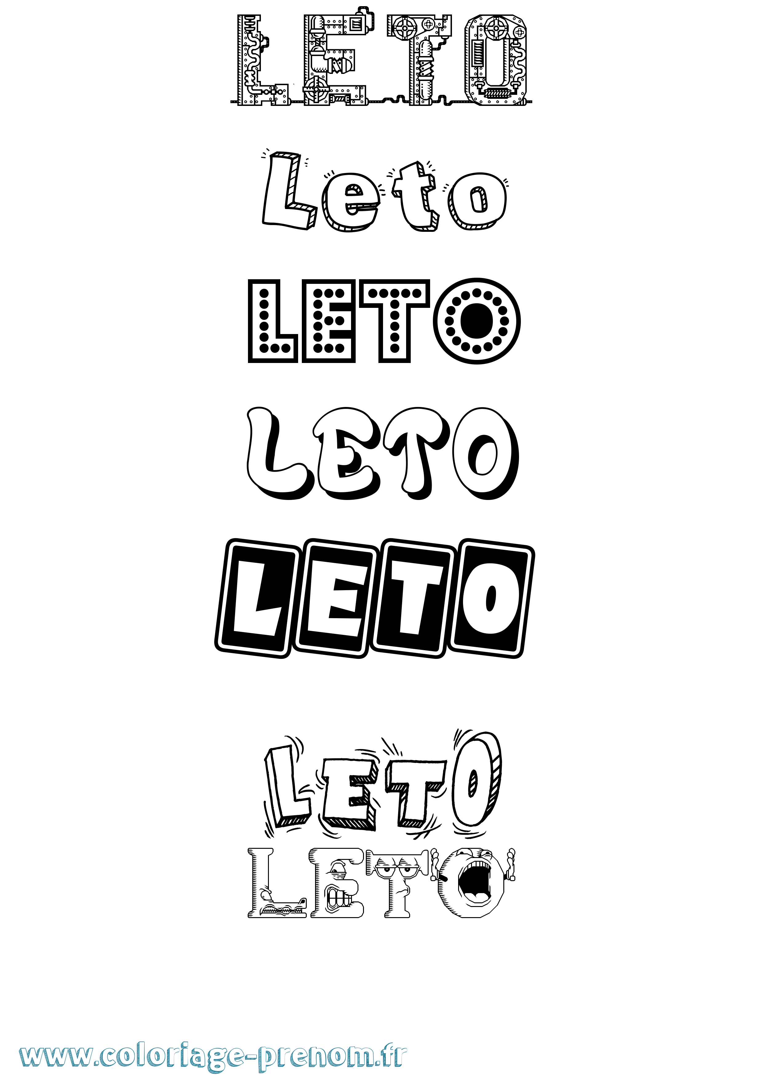 Coloriage Leto Fun Coloriage prénom Leto Fun