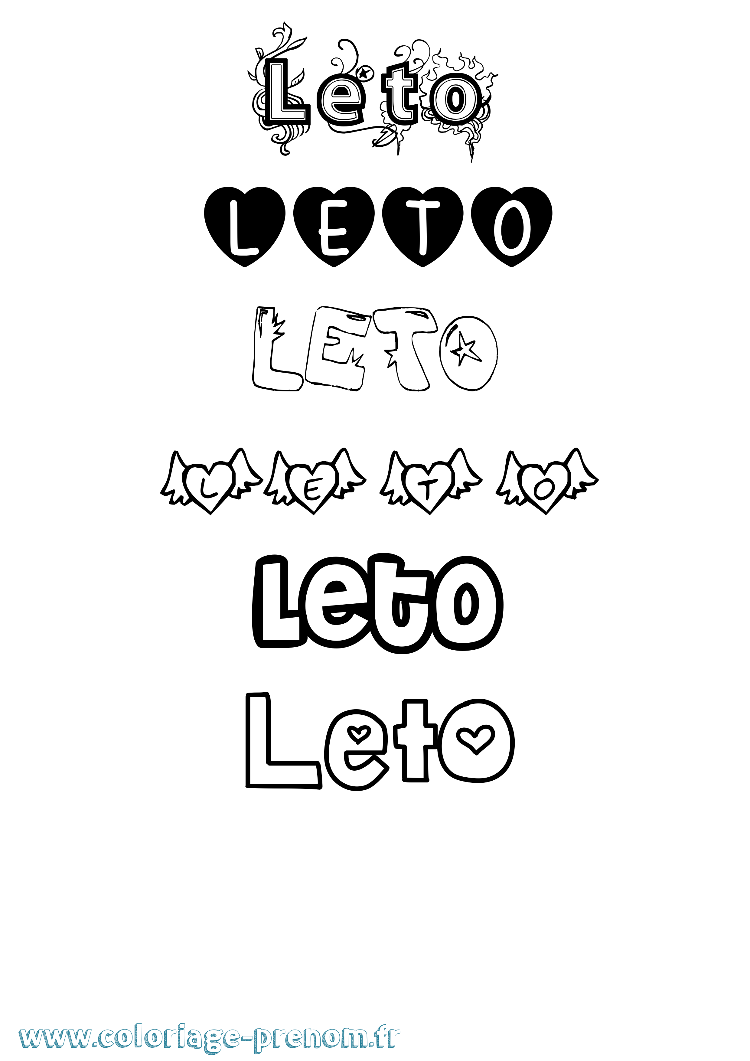 Coloriage Leto Girly Coloriage prénom Leto Girly