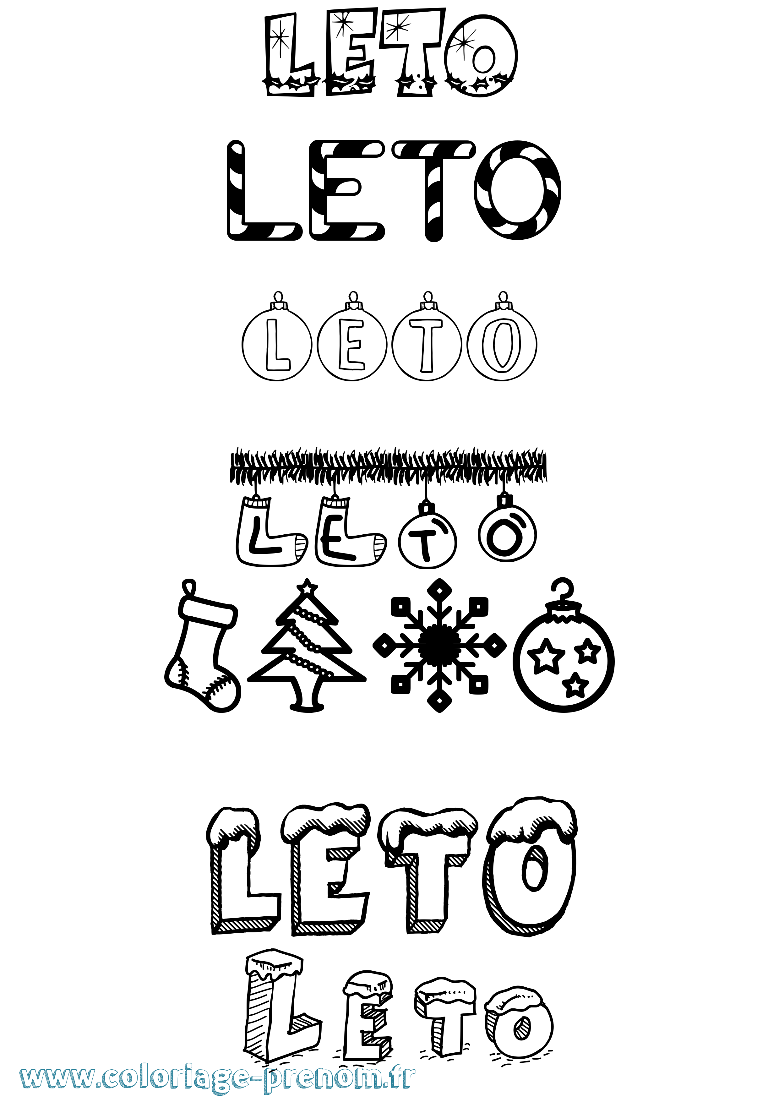 Coloriage Leto Noël Coloriage prénom Leto Noël