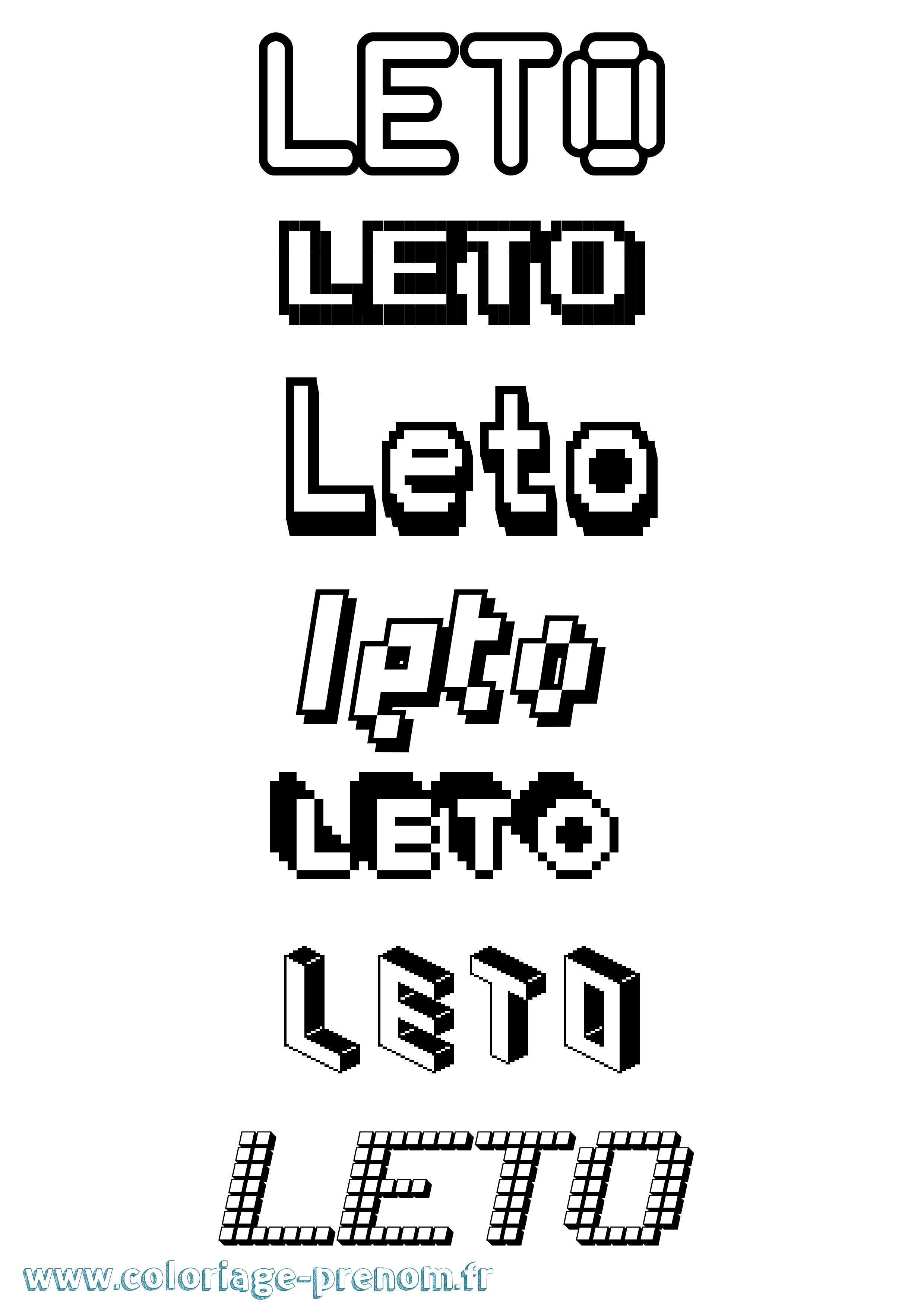 Coloriage prénom Leto Pixel