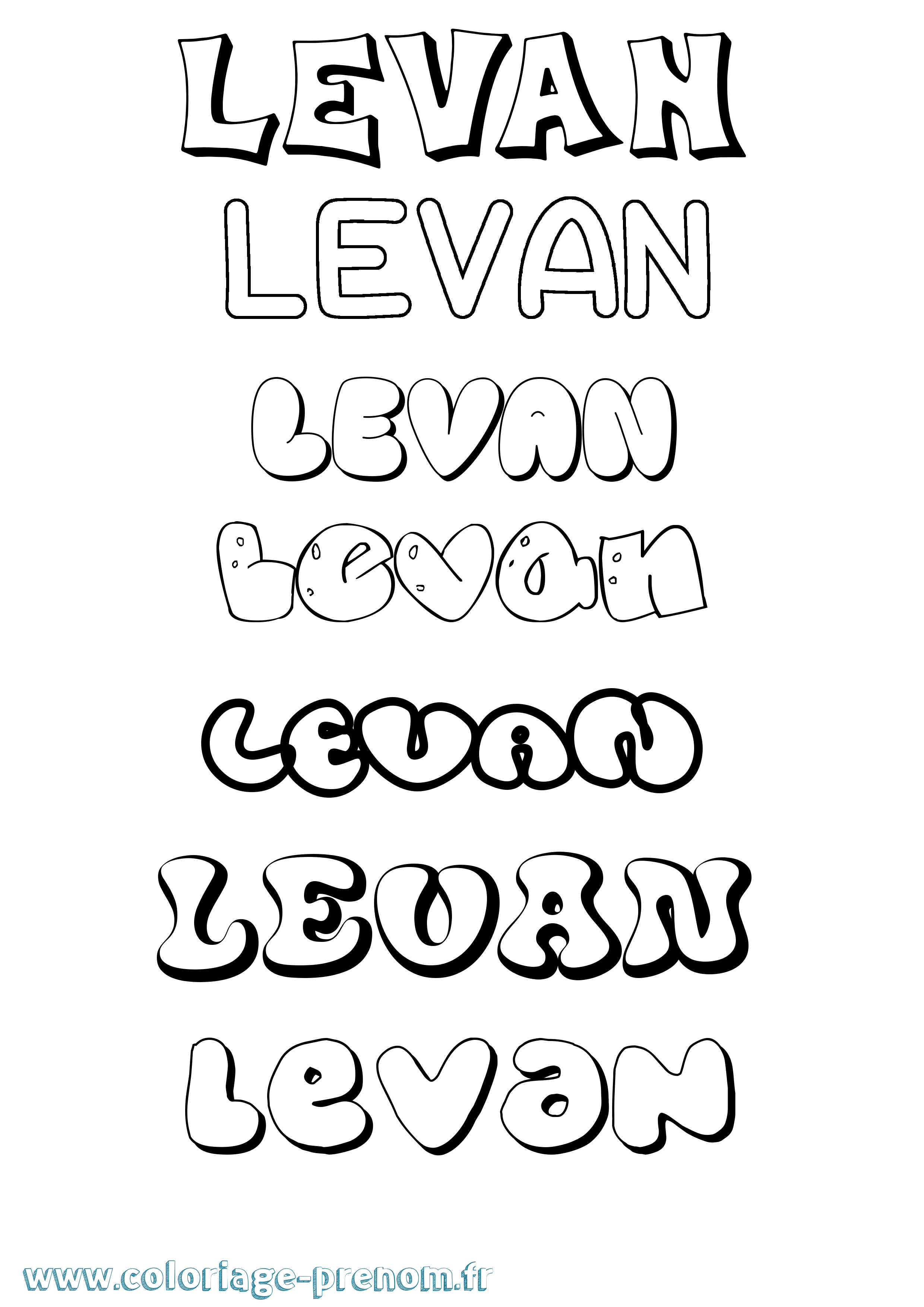 Coloriage prénom Levan Bubble