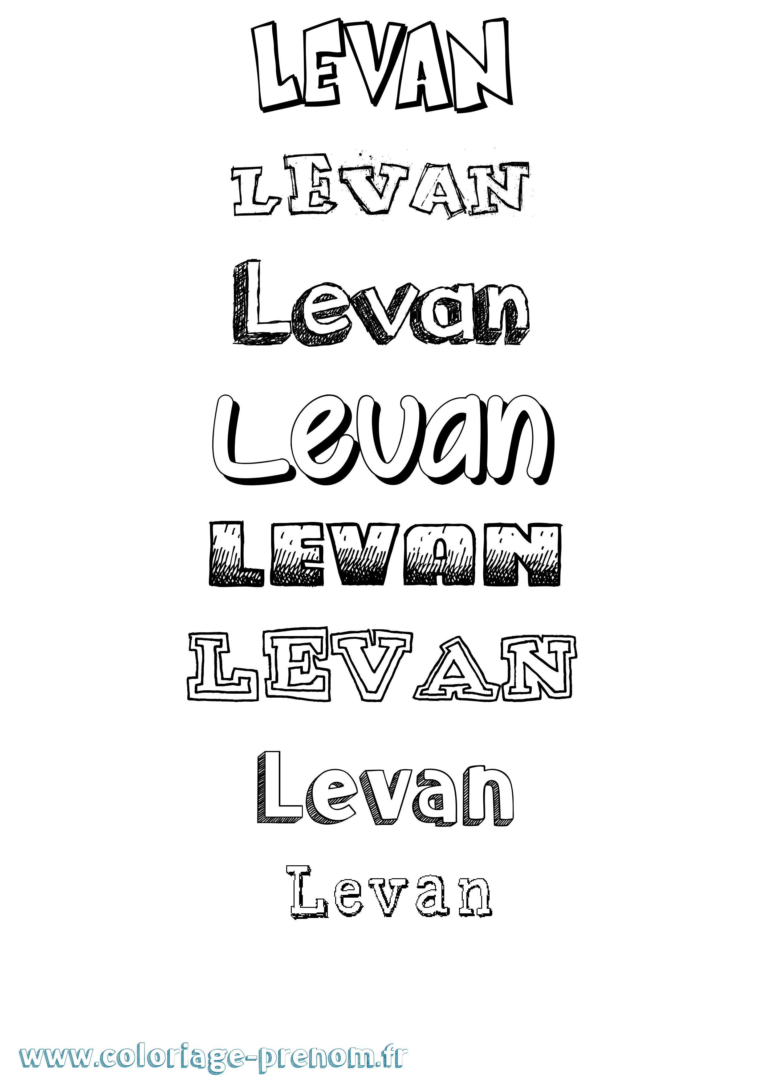 Coloriage prénom Levan Dessiné