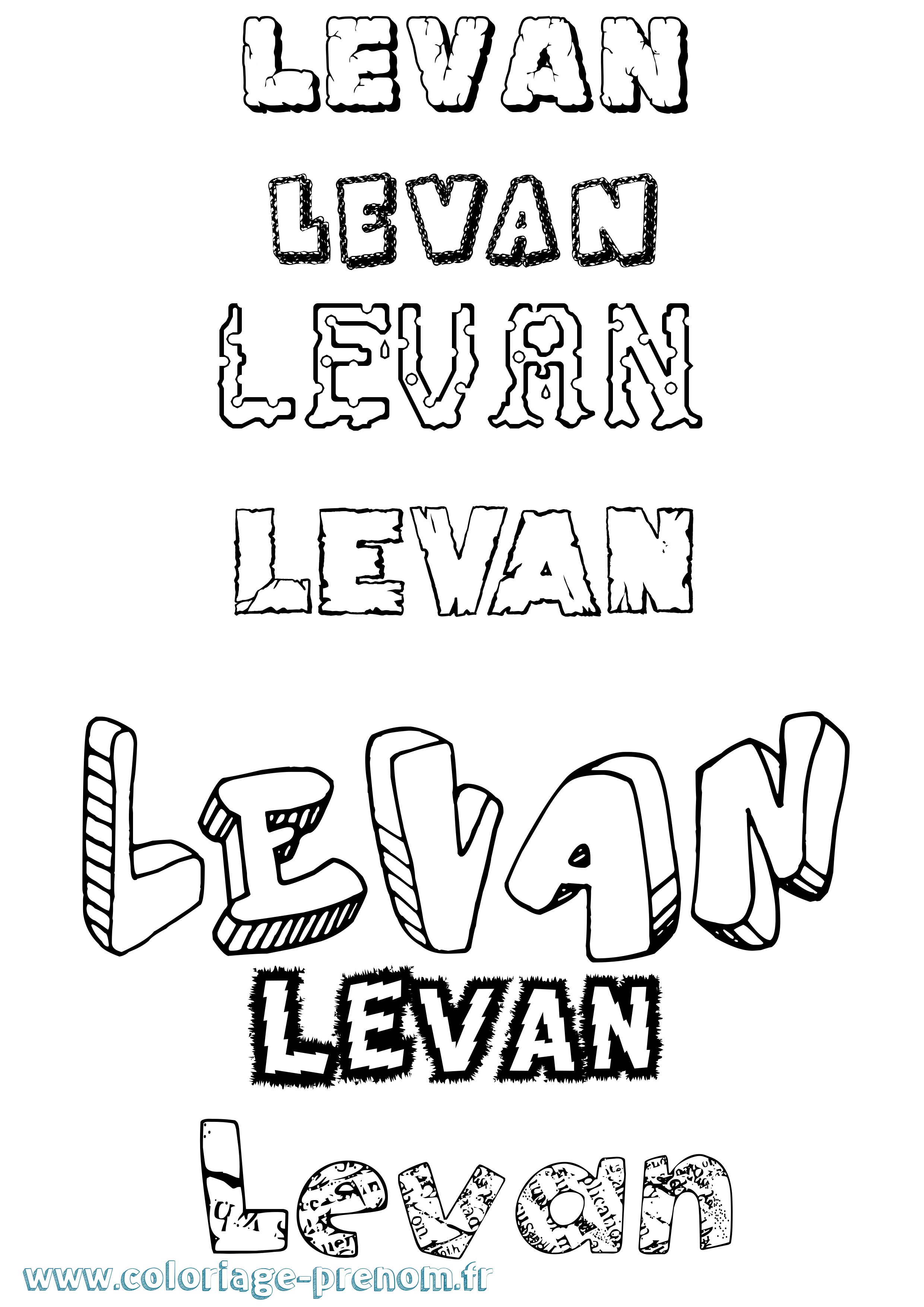 Coloriage prénom Levan Destructuré