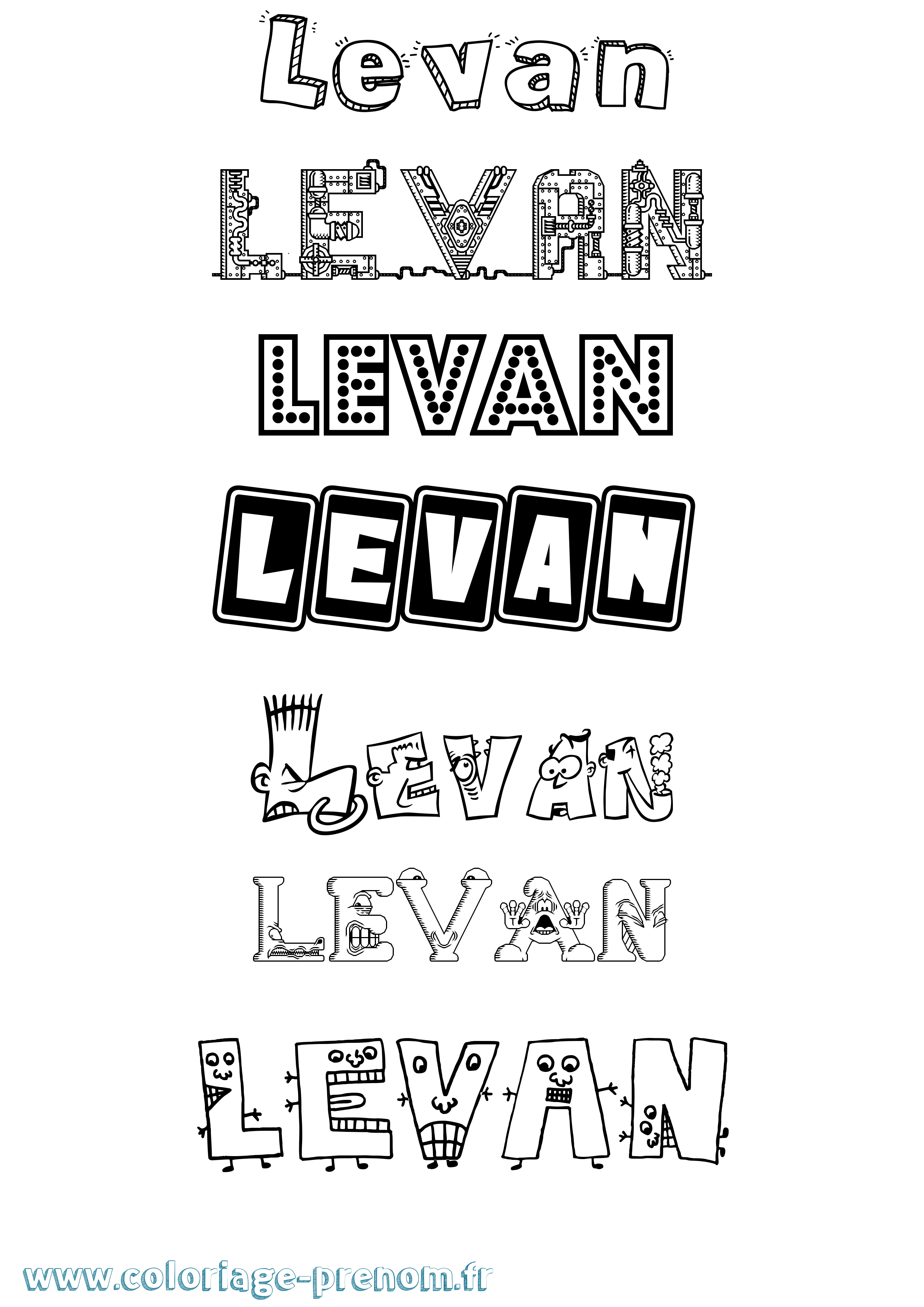 Coloriage prénom Levan Fun