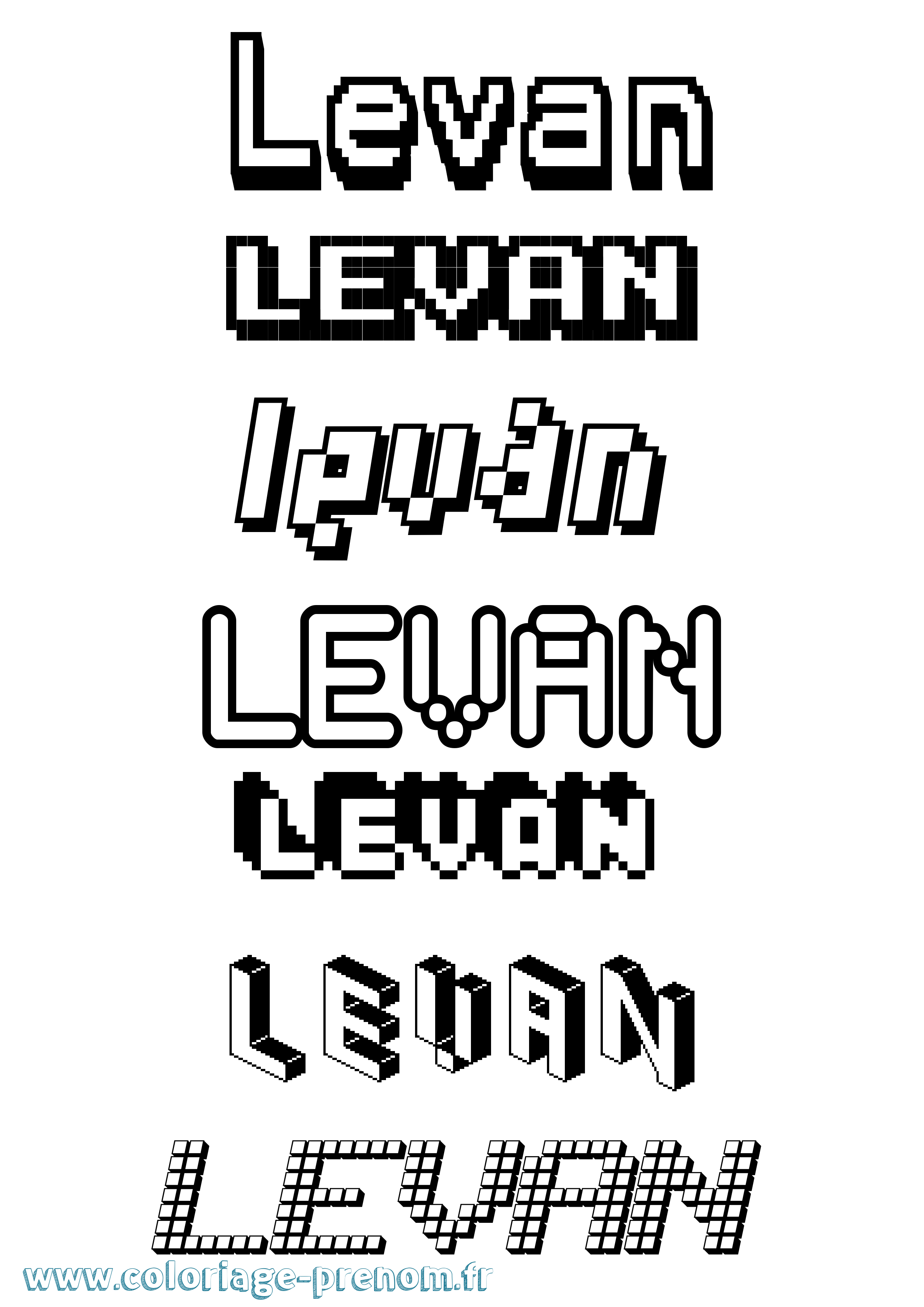 Coloriage prénom Levan Pixel