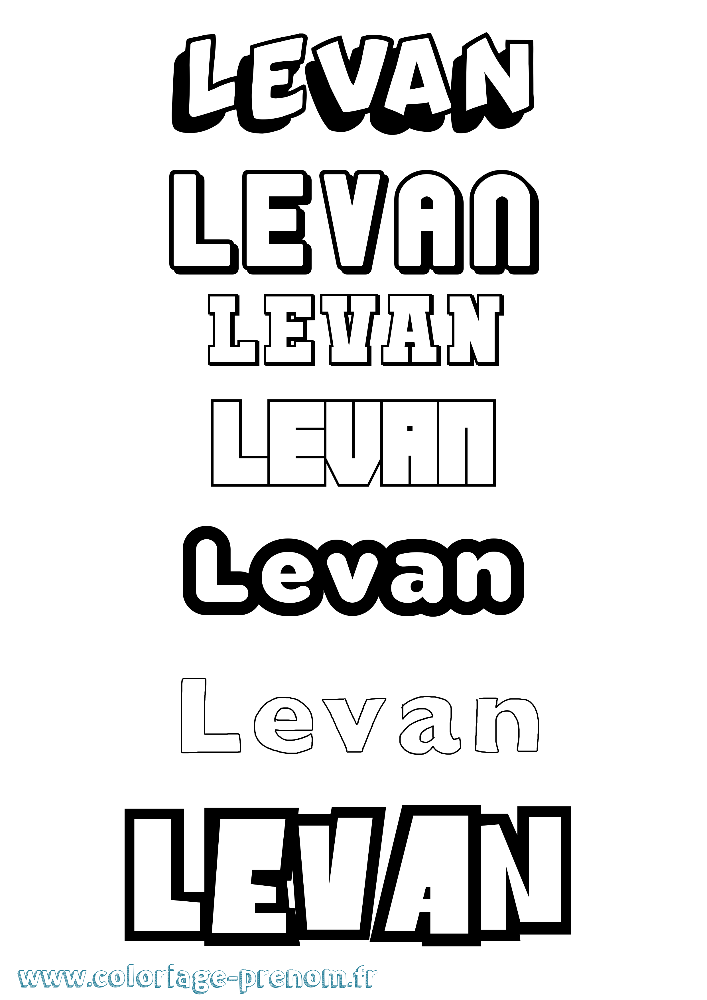 Coloriage prénom Levan Simple