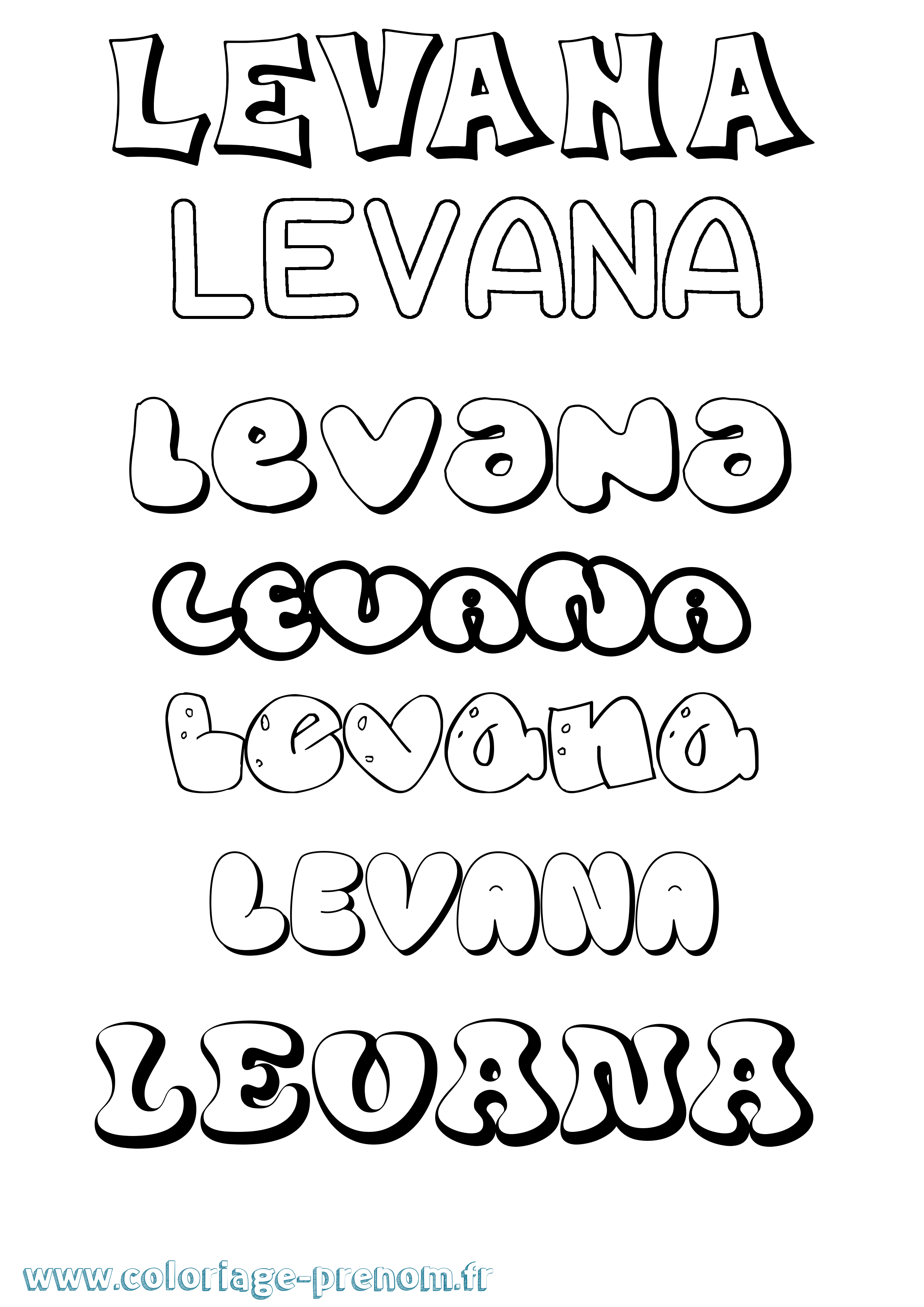 Coloriage prénom Levana Bubble