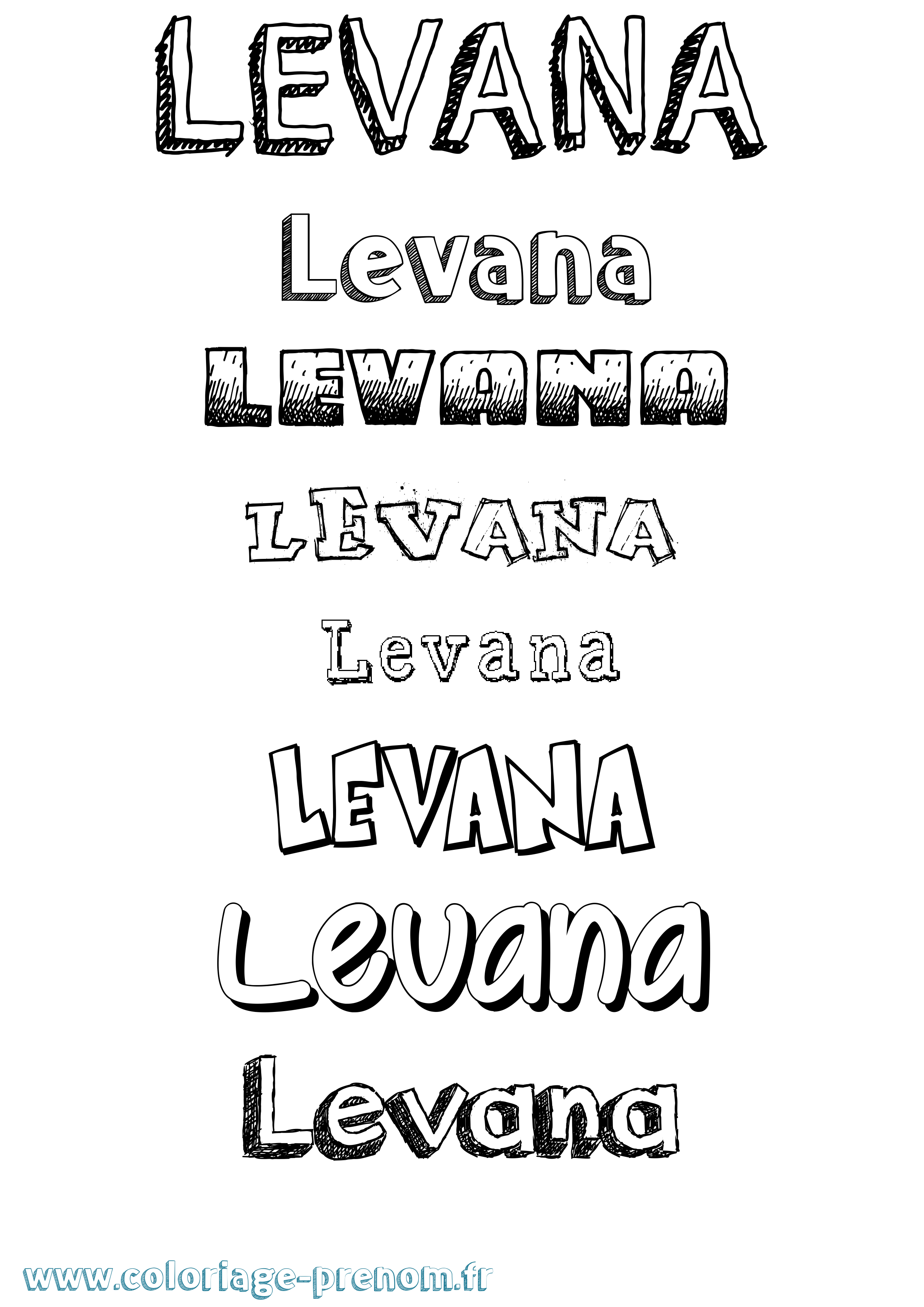 Coloriage prénom Levana Dessiné