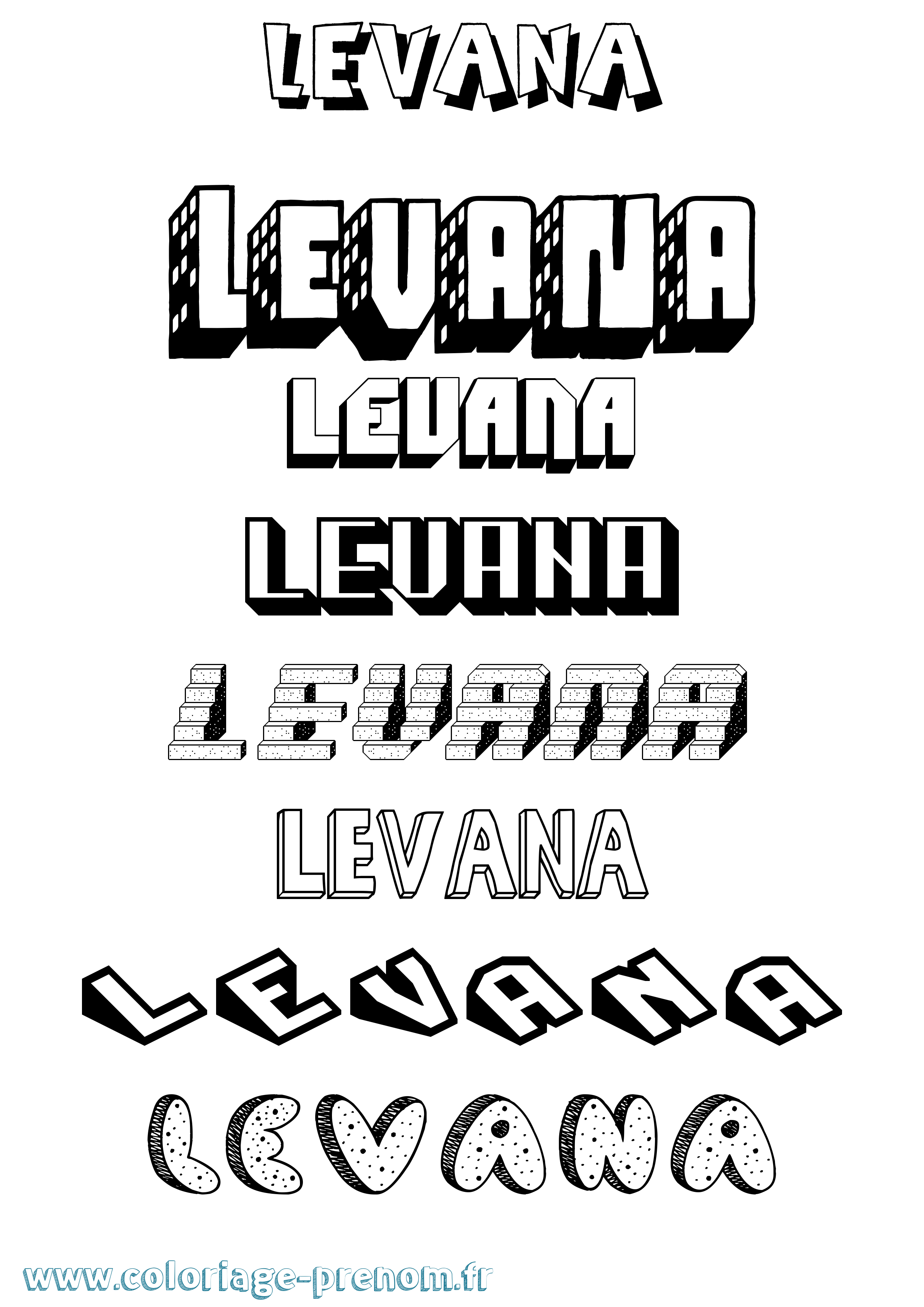 Coloriage prénom Levana Effet 3D
