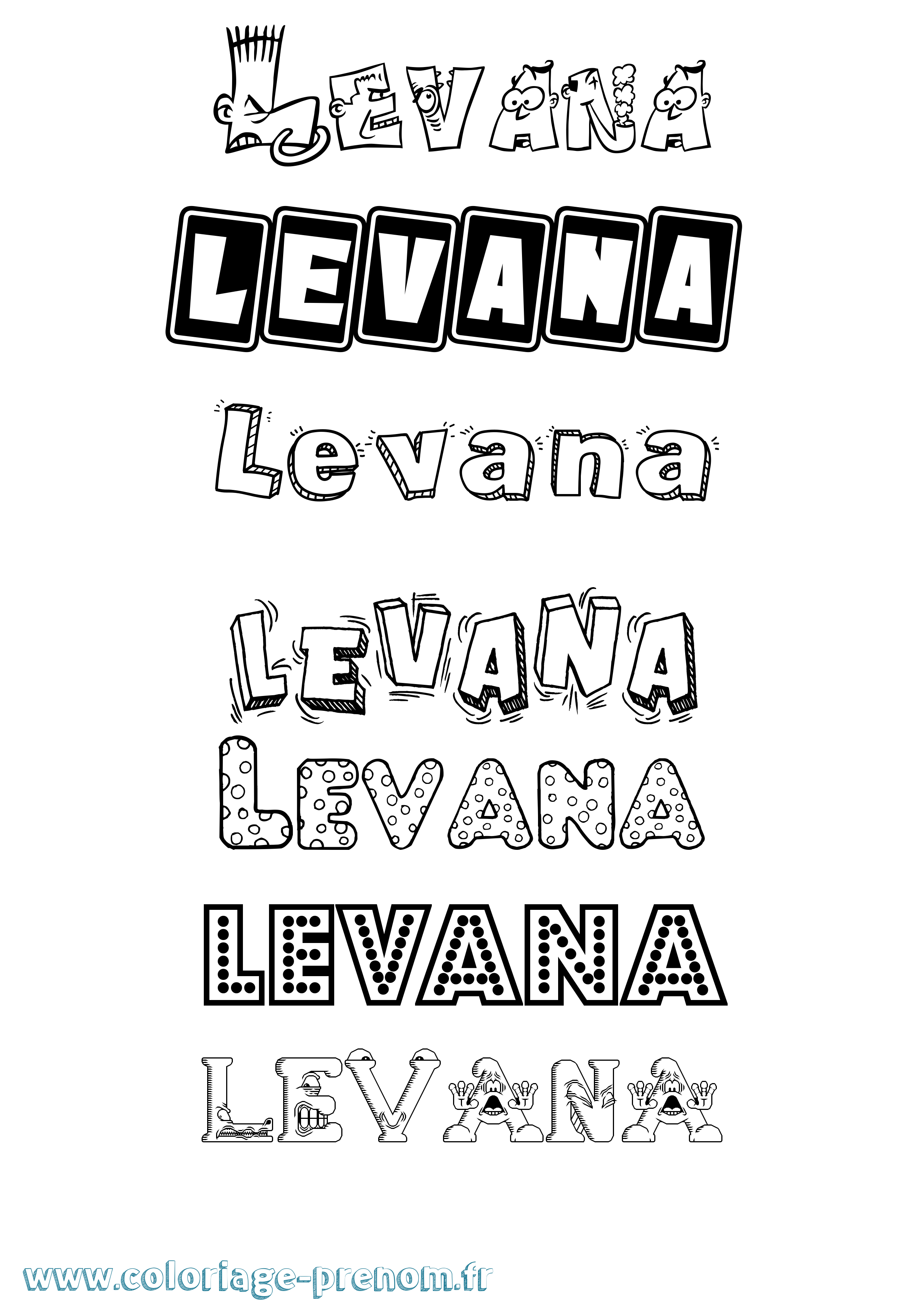 Coloriage prénom Levana Fun
