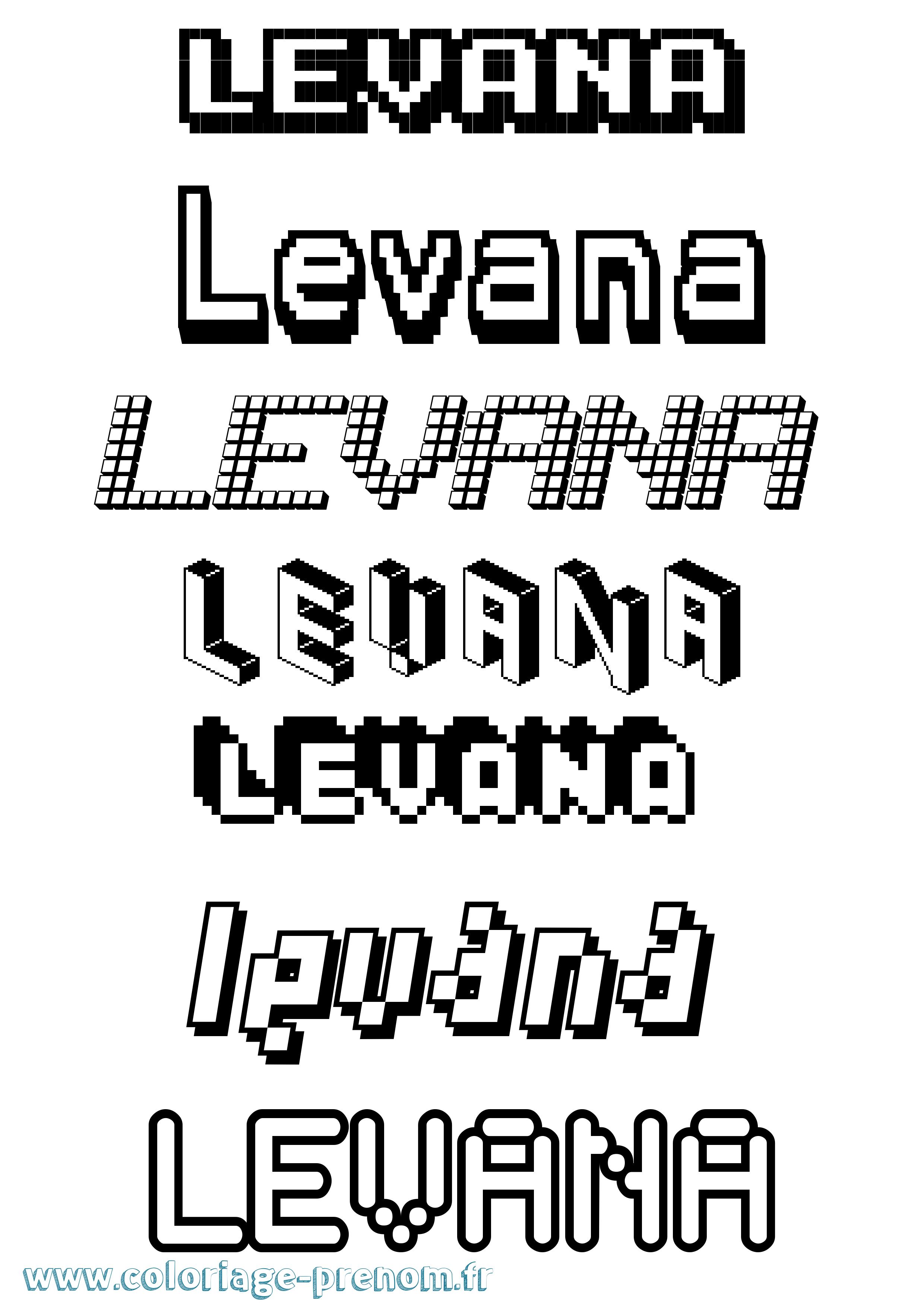Coloriage prénom Levana Pixel