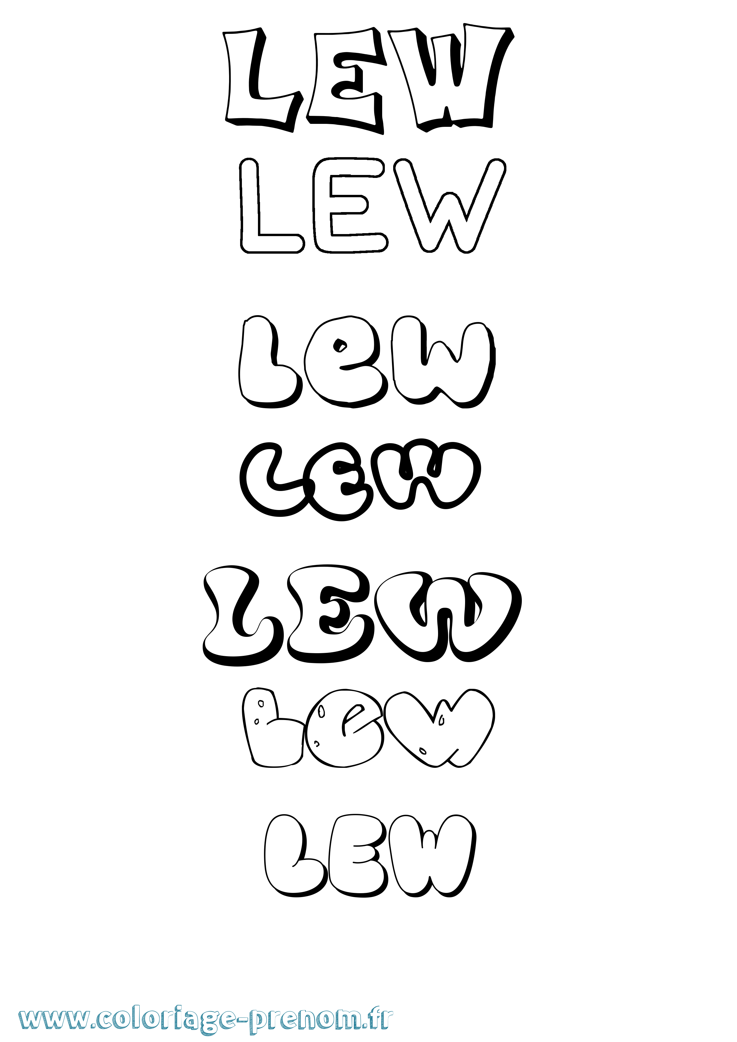 Coloriage Lew Bubble Coloriage prénom Lew Bubble