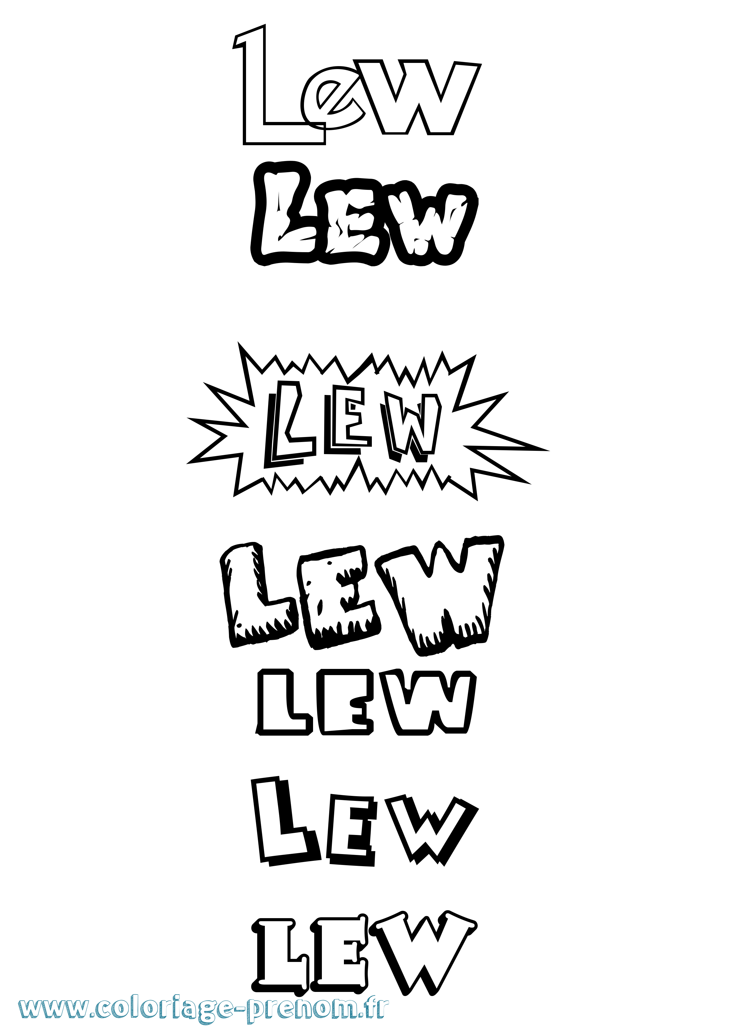 Coloriage Lew Dessin Animé Coloriage prénom Lew Dessin Animé