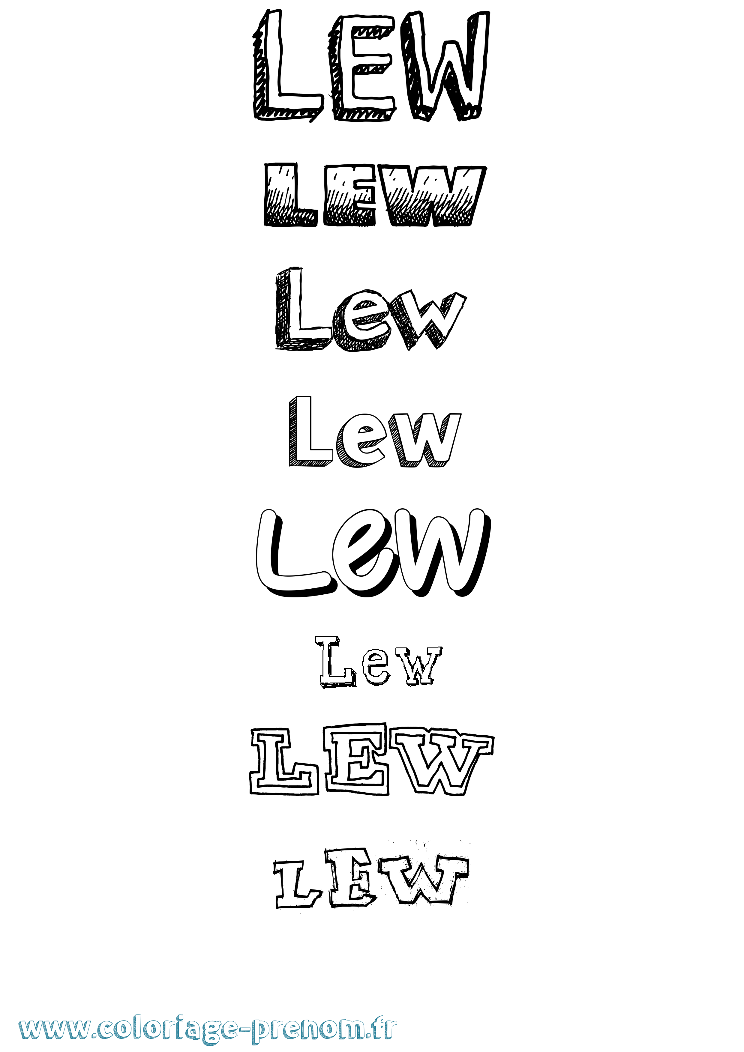 Coloriage Lew Dessiné Coloriage prénom Lew Dessiné