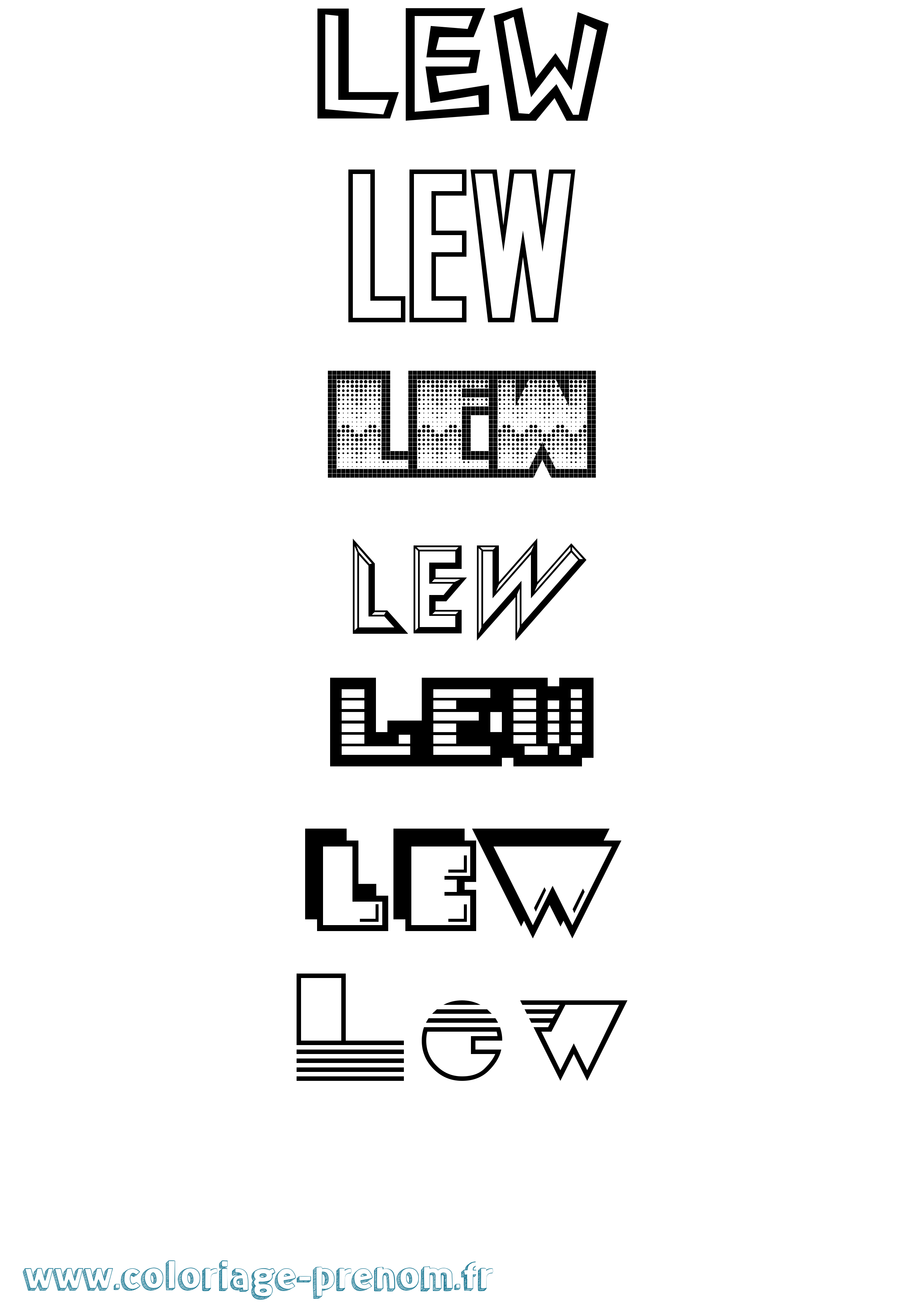 Coloriage Lew Jeux Vidéos Coloriage prénom Lew Jeux Vidéos