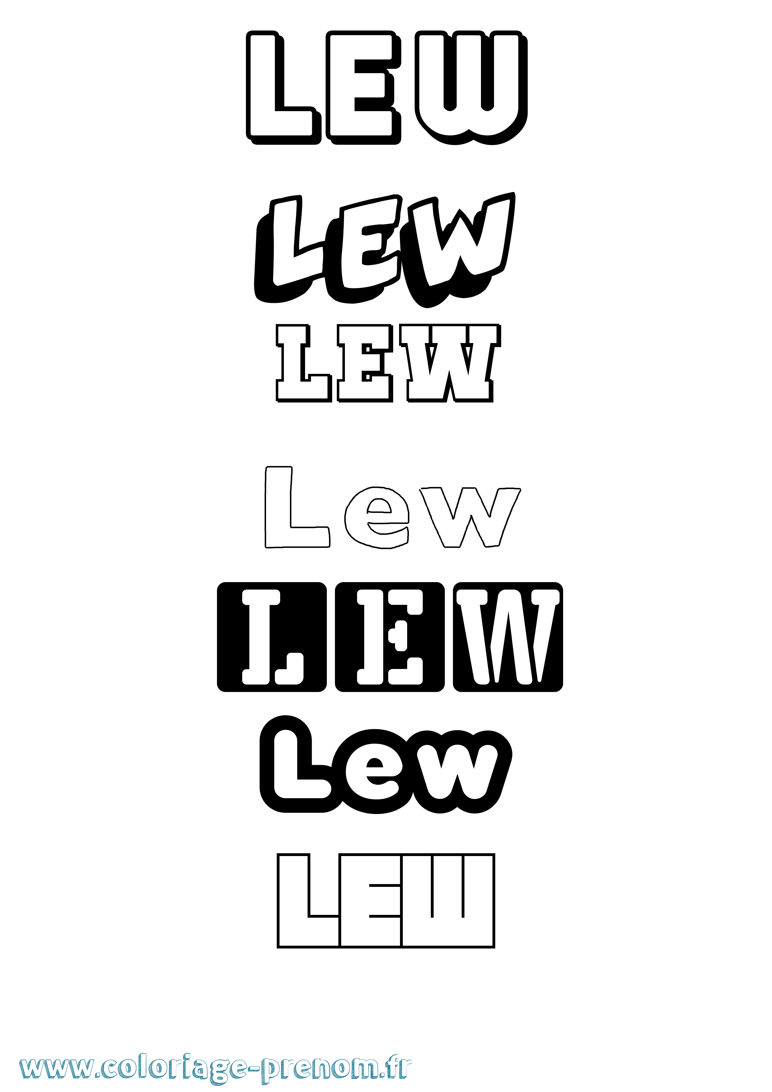 Coloriage prénom Lew Simple
