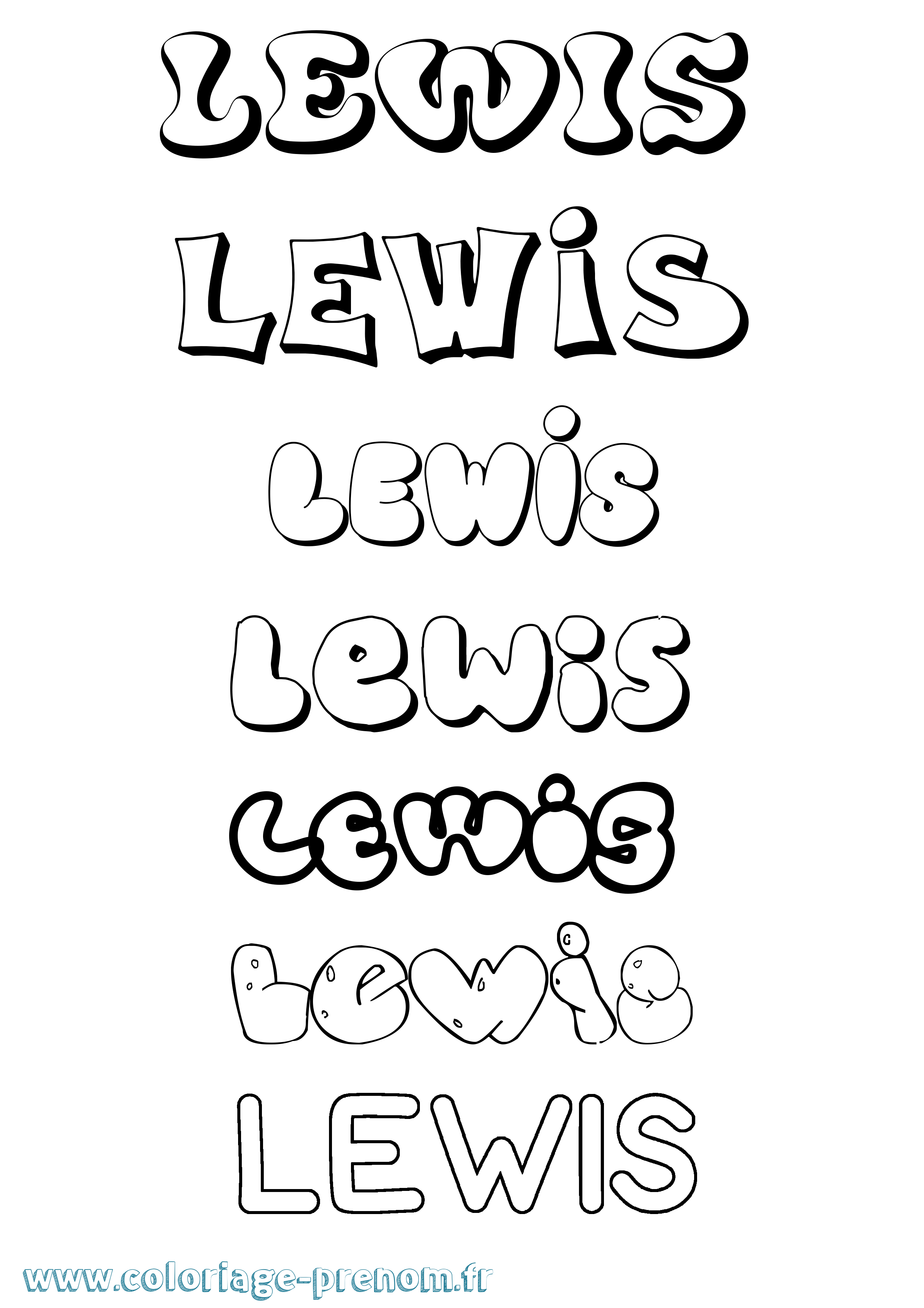 Coloriage Lewis Bubble Coloriage prénom Lewis Bubble