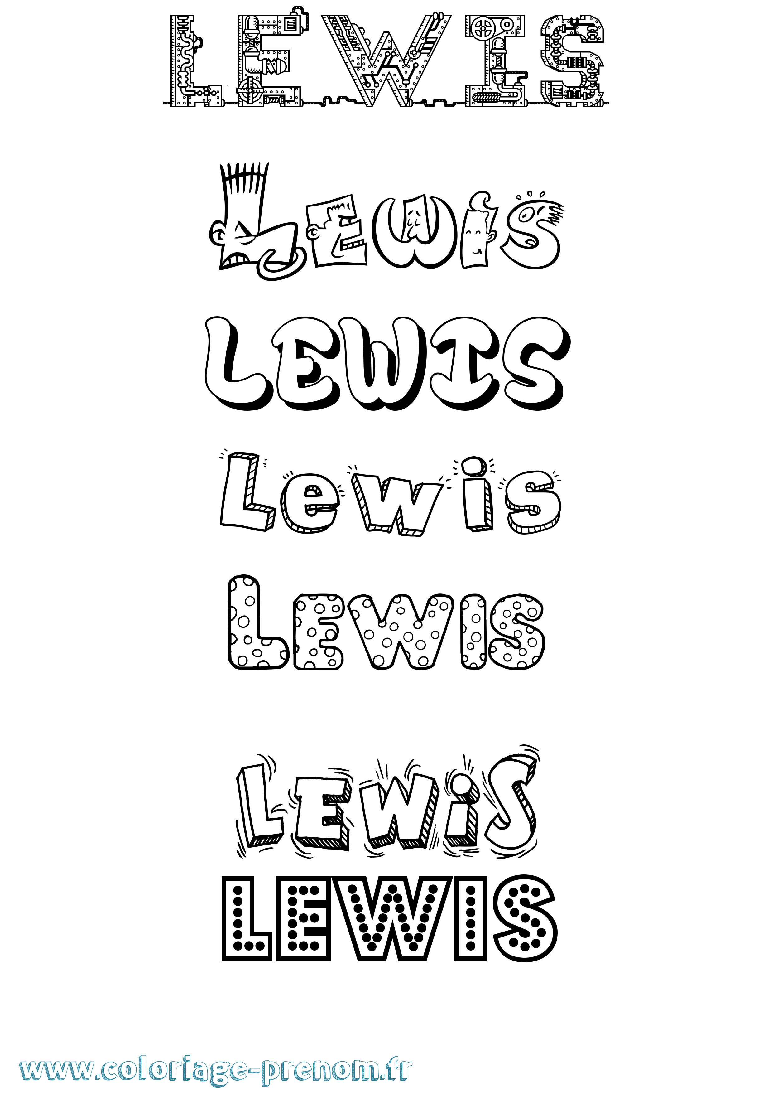 Coloriage Lewis Fun Coloriage prénom Lewis Fun