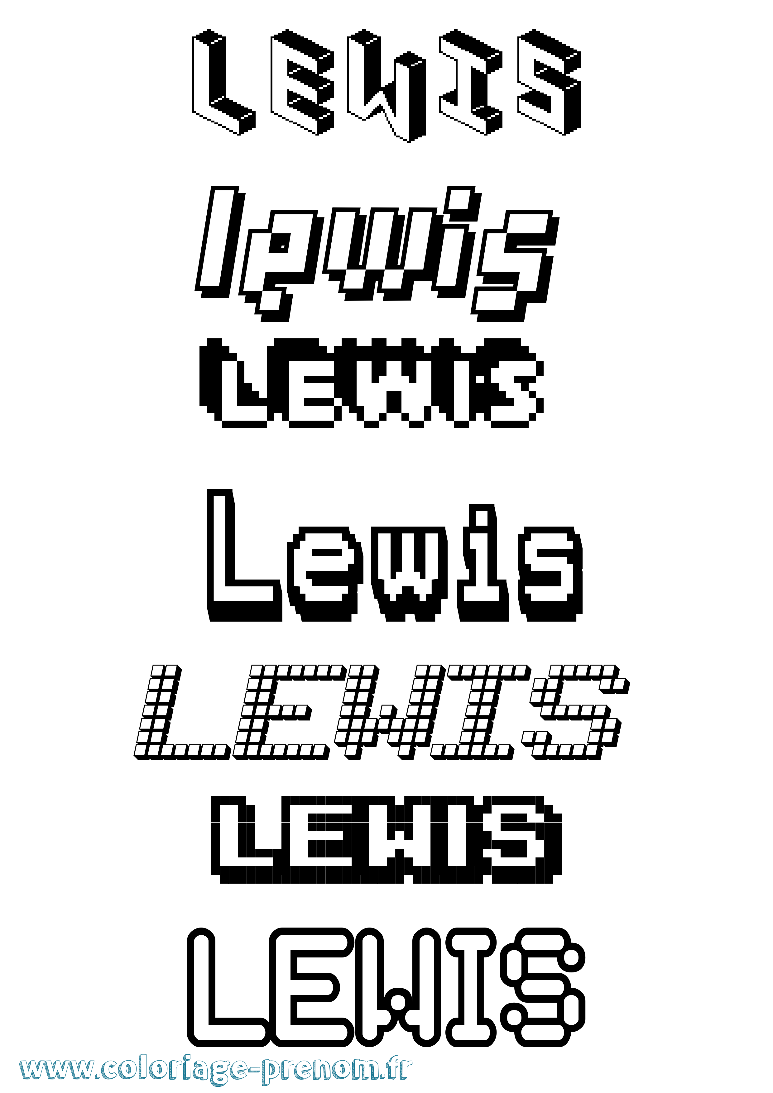 Coloriage Lewis Pixel Coloriage prénom Lewis Pixel