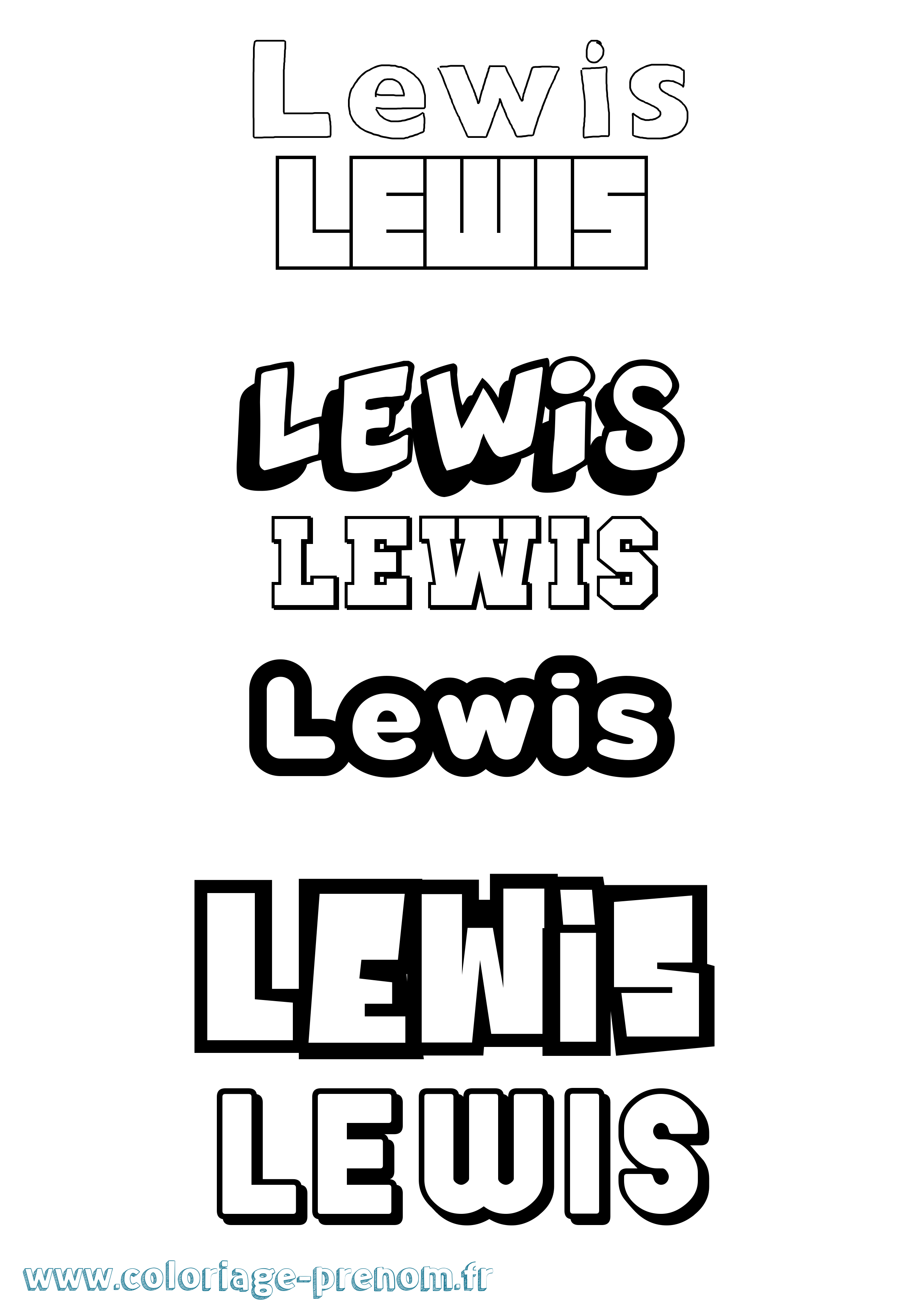 Coloriage Lewis Simple Coloriage prénom Lewis Simple
