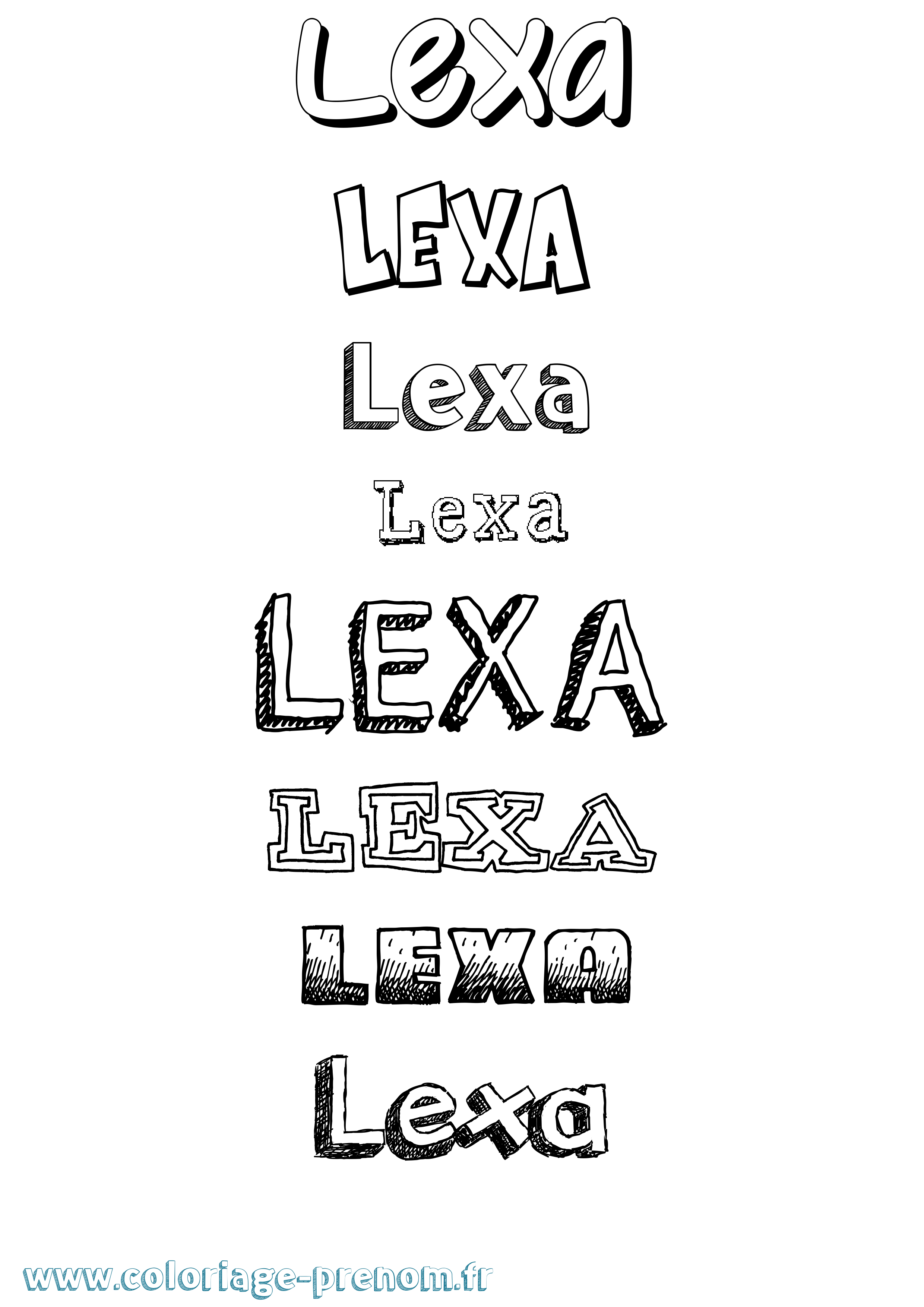 Coloriage prénom Lexa Dessiné