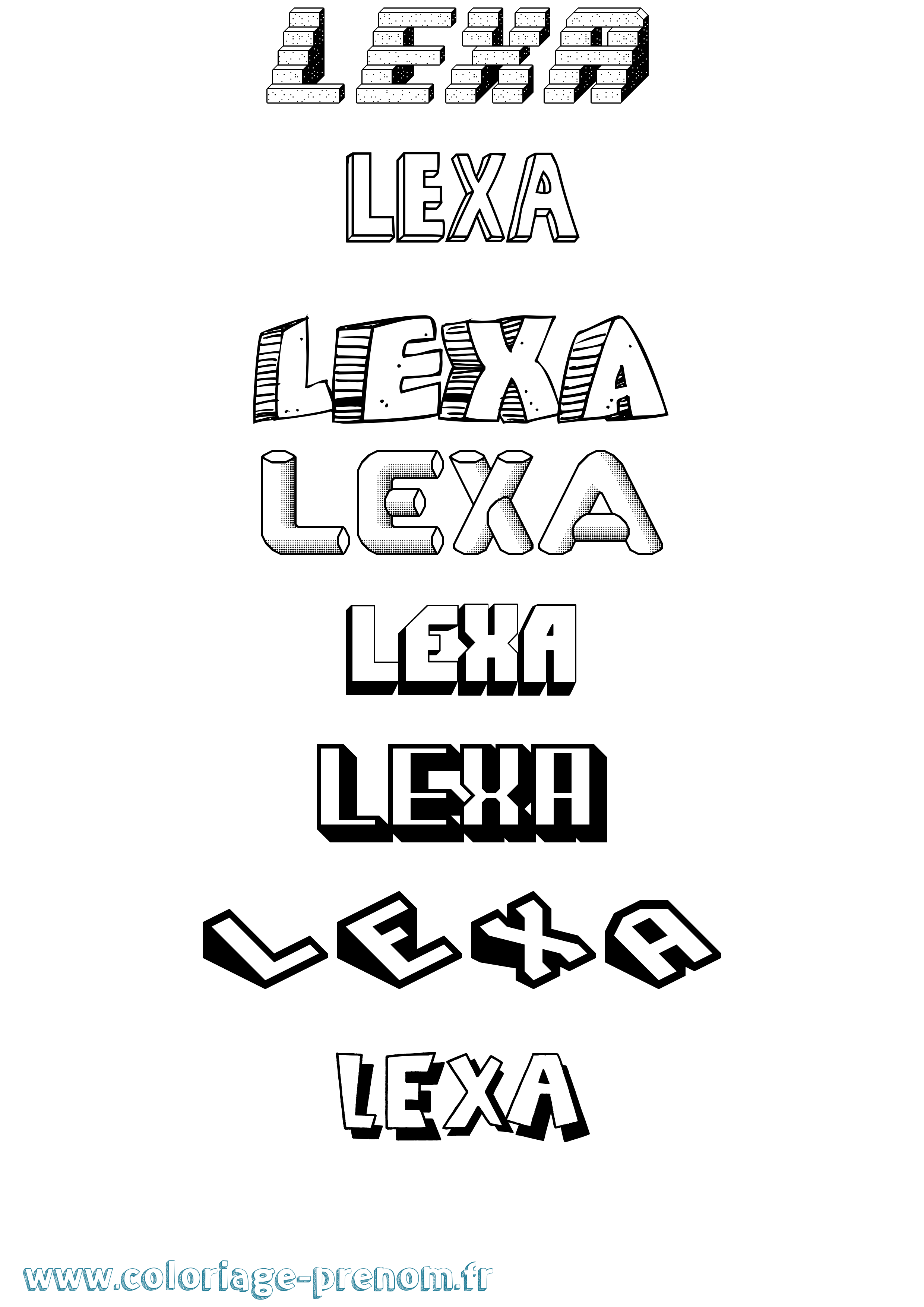 Coloriage prénom Lexa Effet 3D