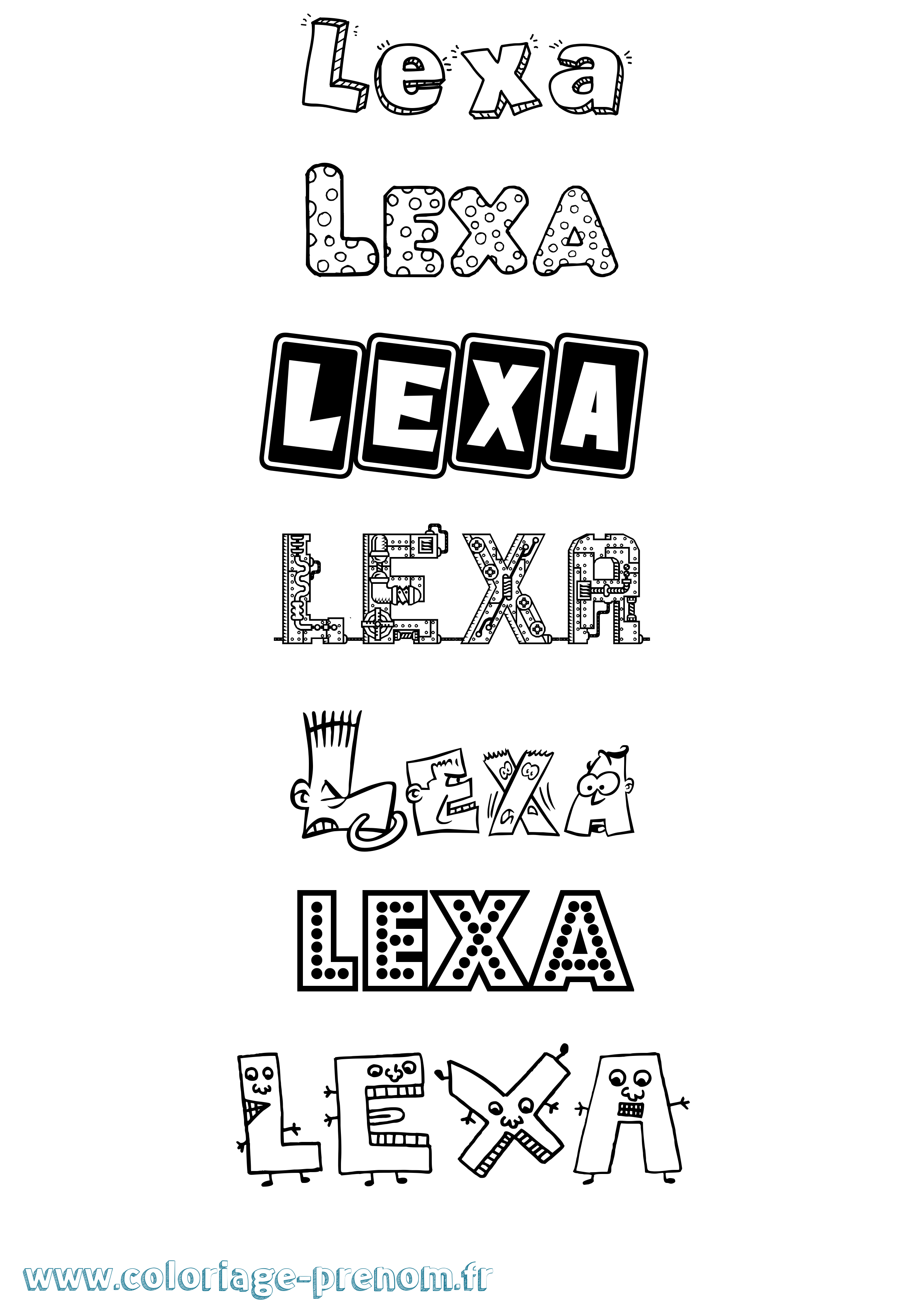 Coloriage prénom Lexa Fun