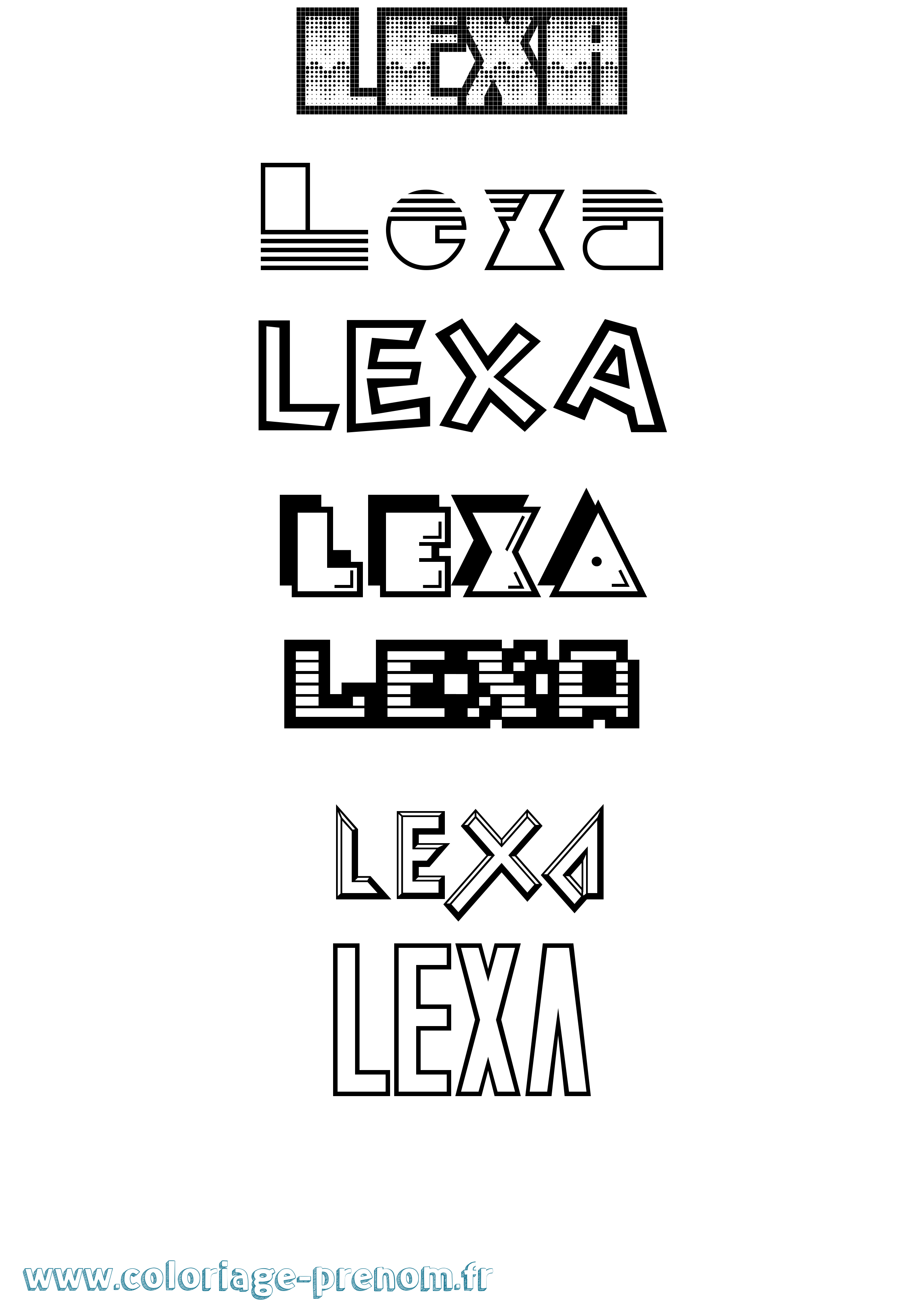 Coloriage prénom Lexa Jeux Vidéos