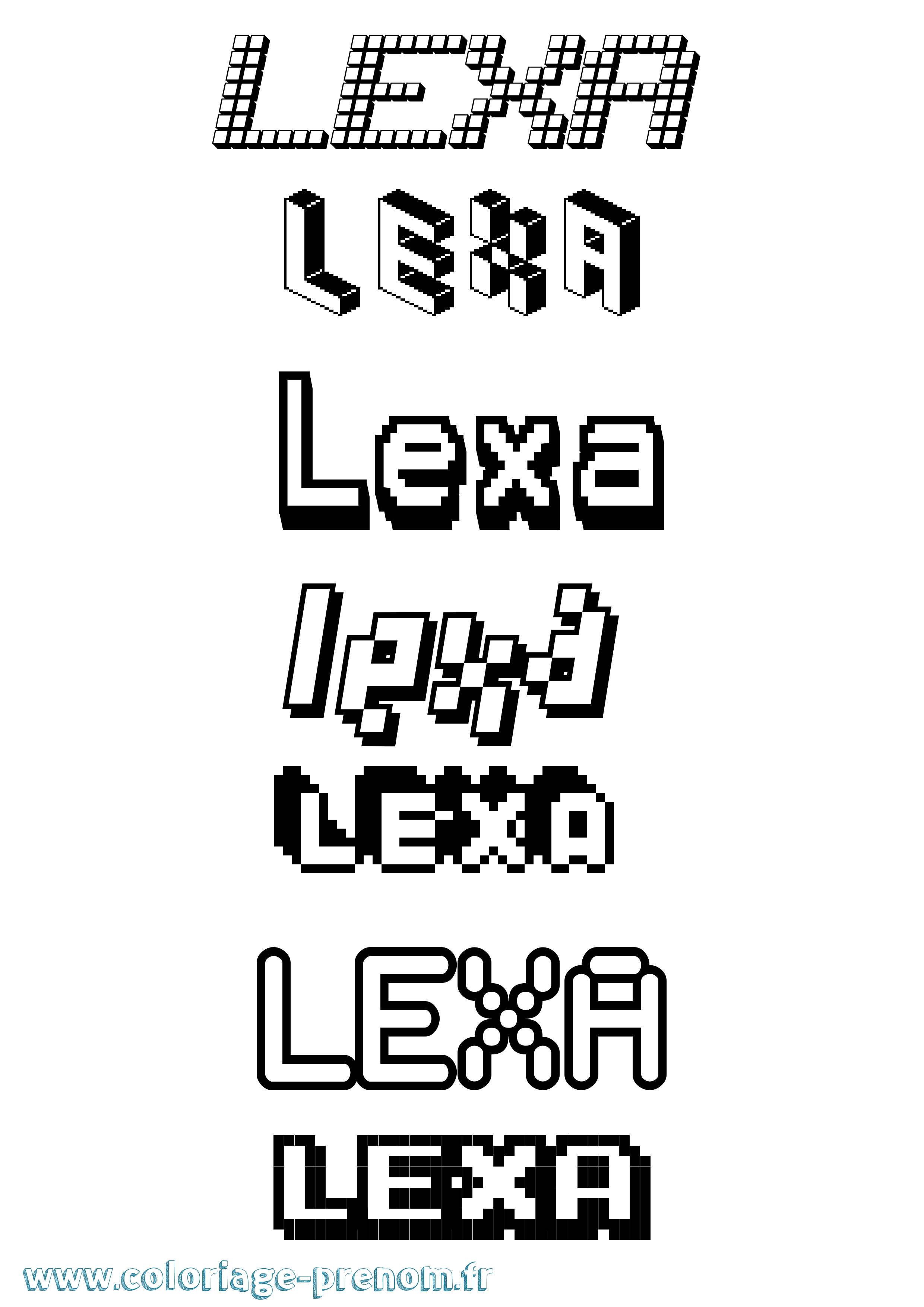 Coloriage prénom Lexa Pixel