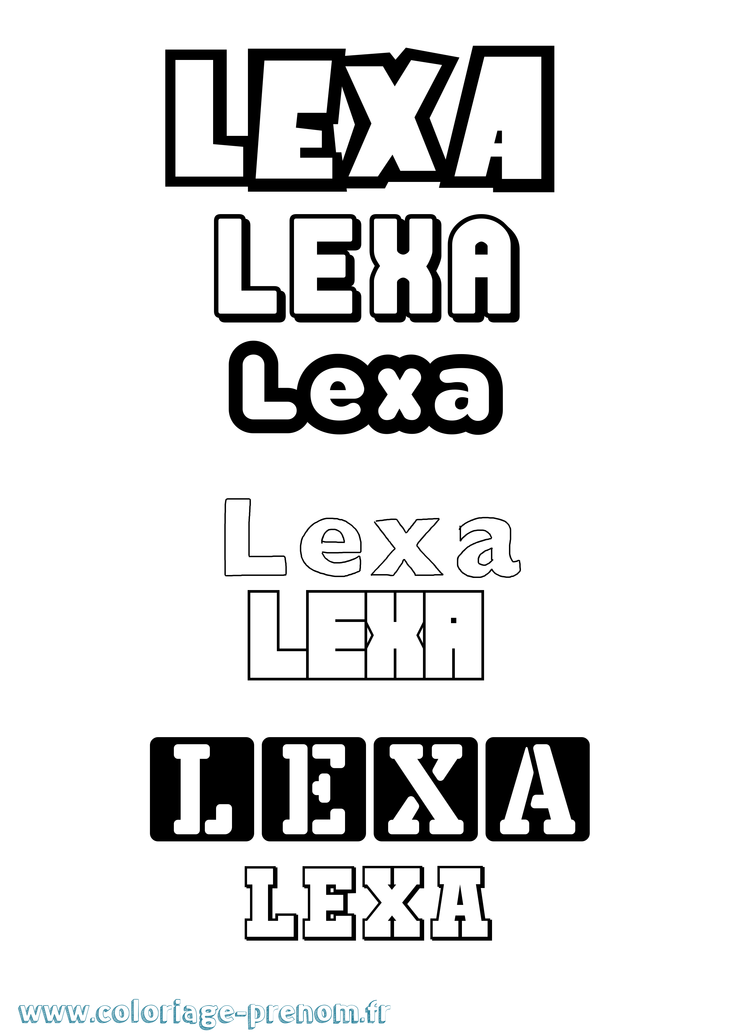 Coloriage prénom Lexa Simple