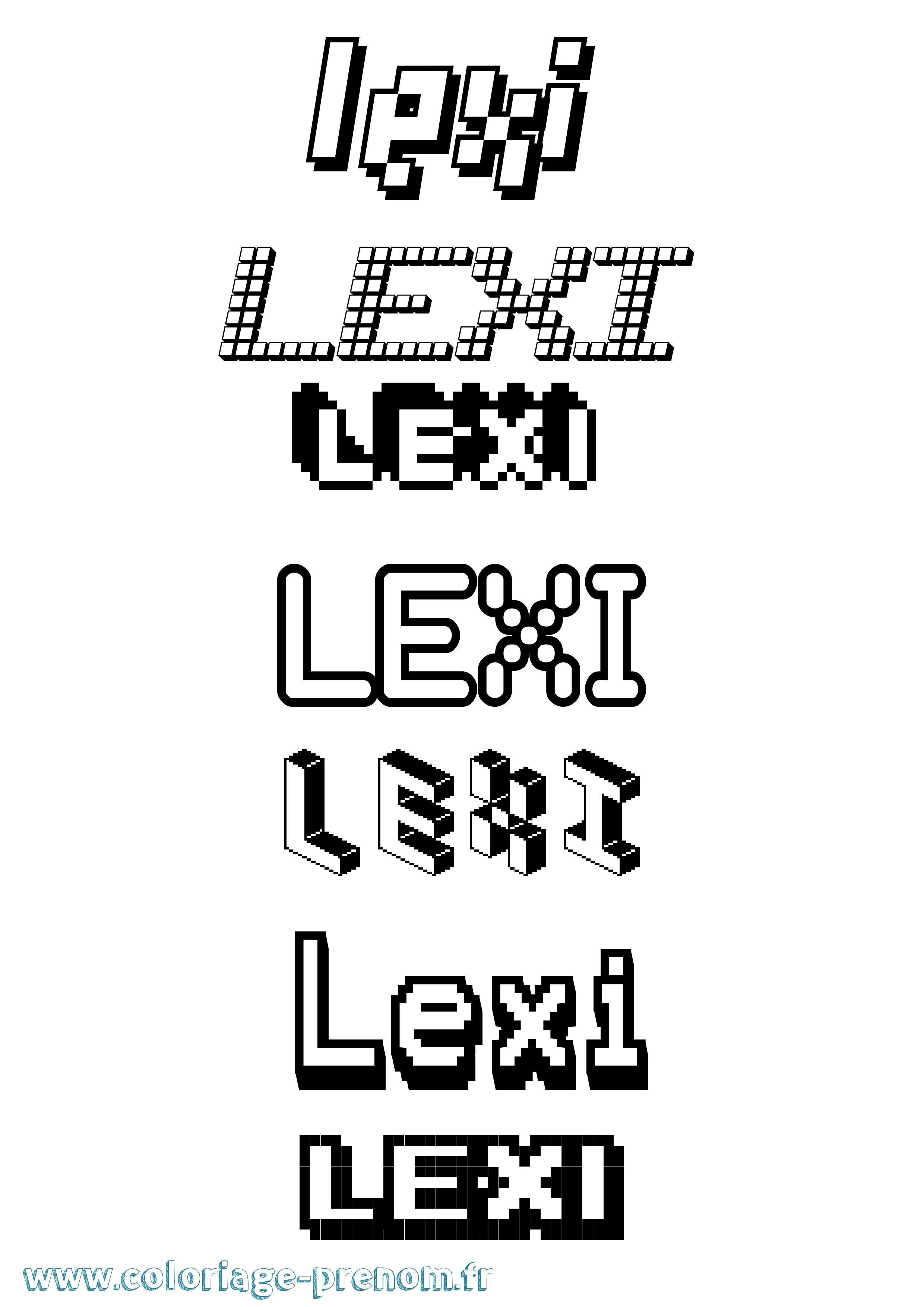 Coloriage prénom Lexi Pixel