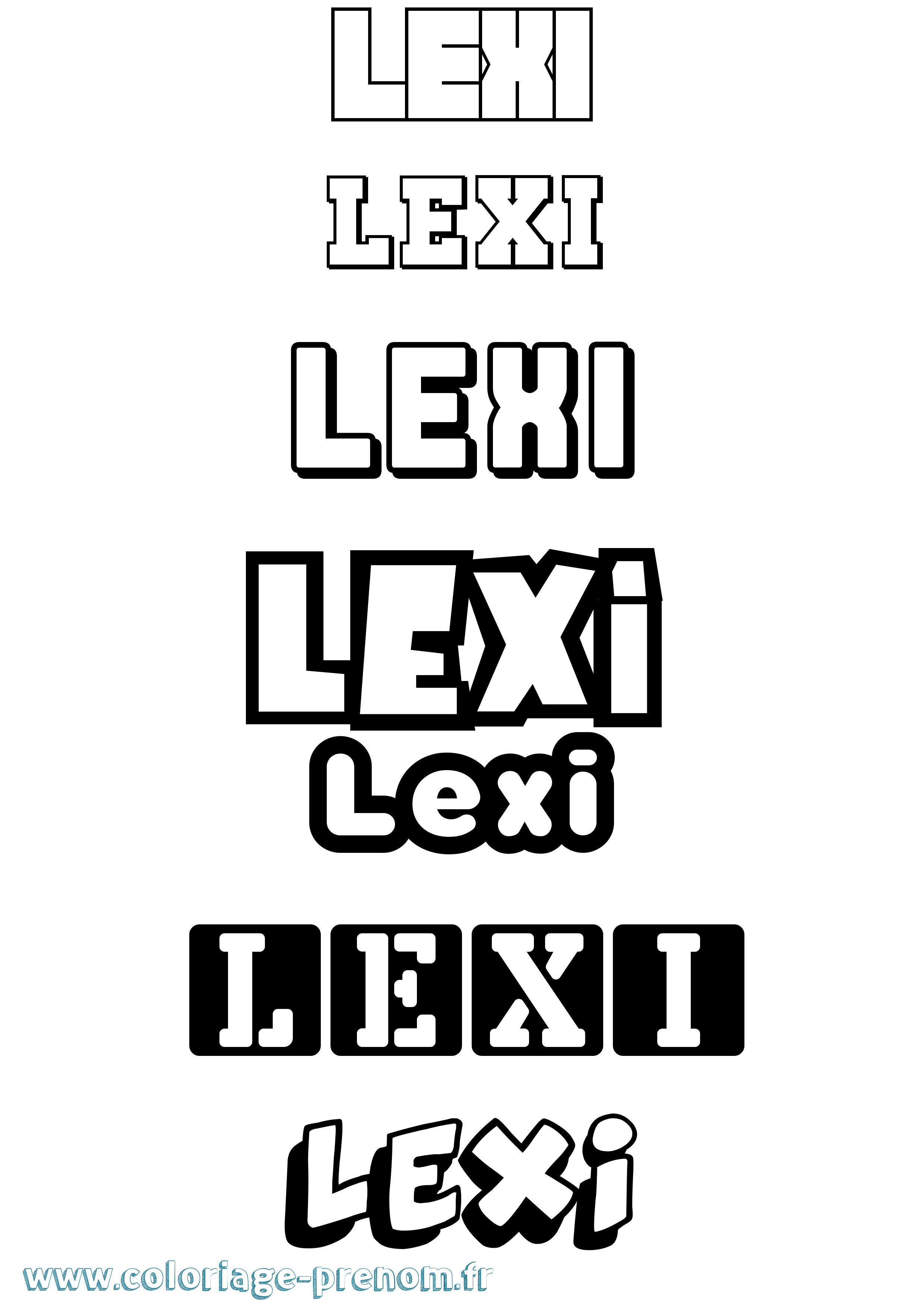Coloriage prénom Lexi Simple