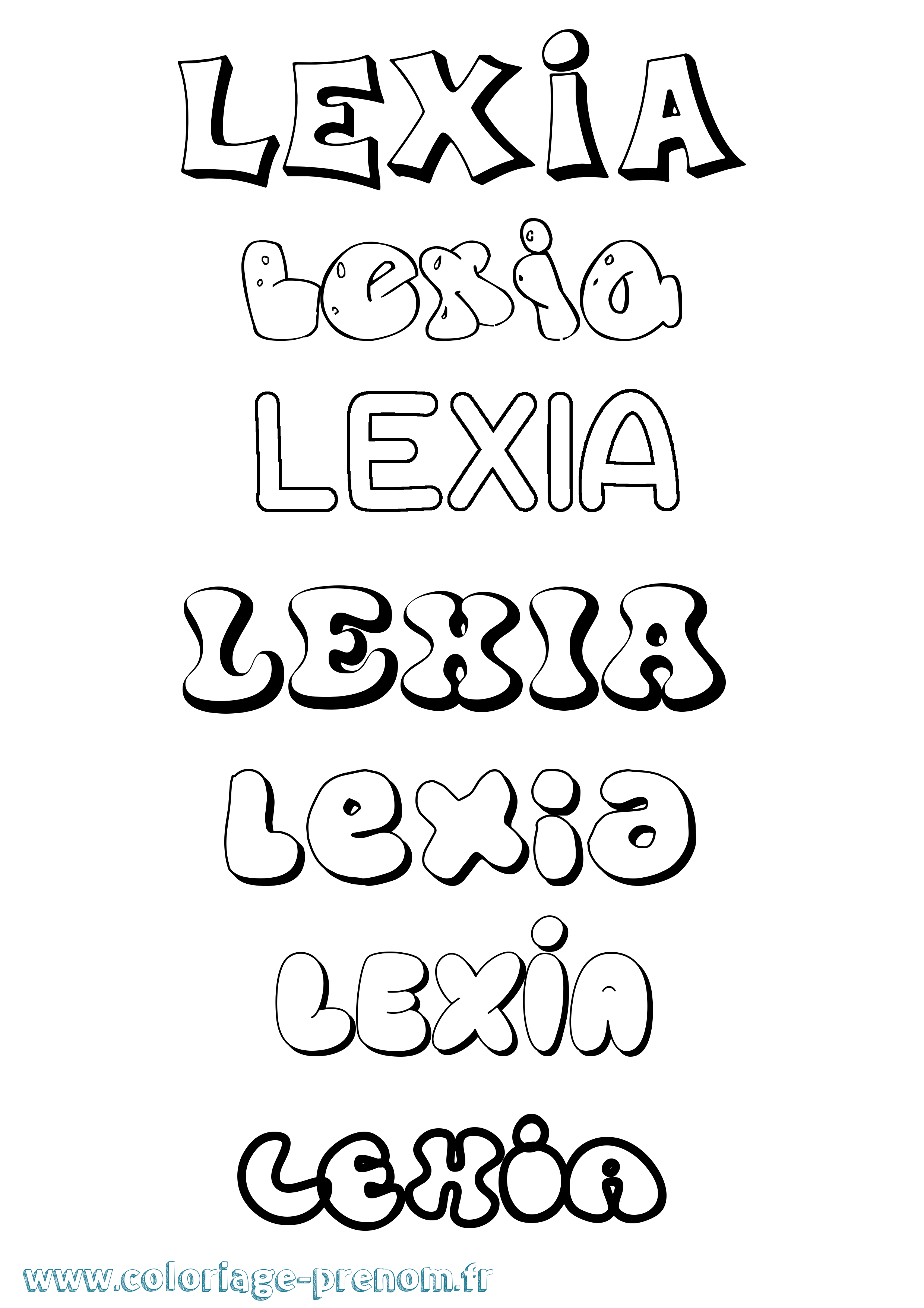 Coloriage prénom Lexia Bubble
